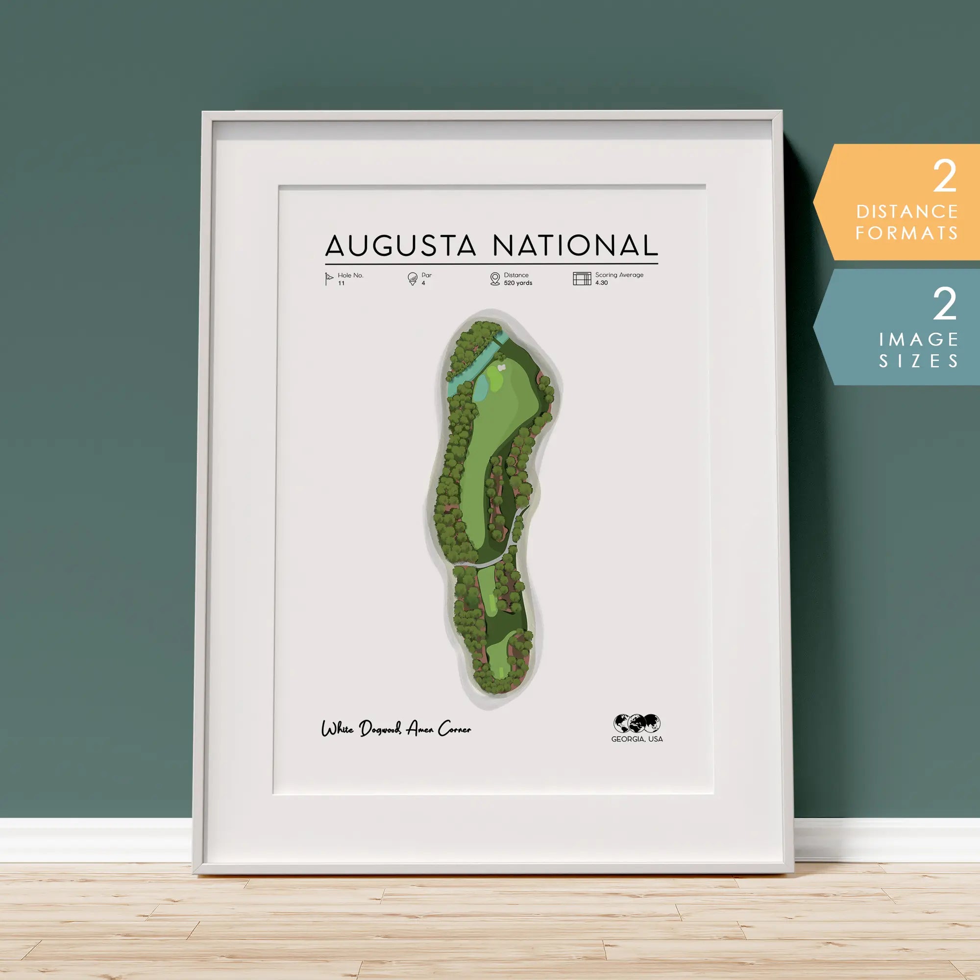 Golf Poster, Augusta National Golf Course Print, Hole 11 The Masters Amen Corner