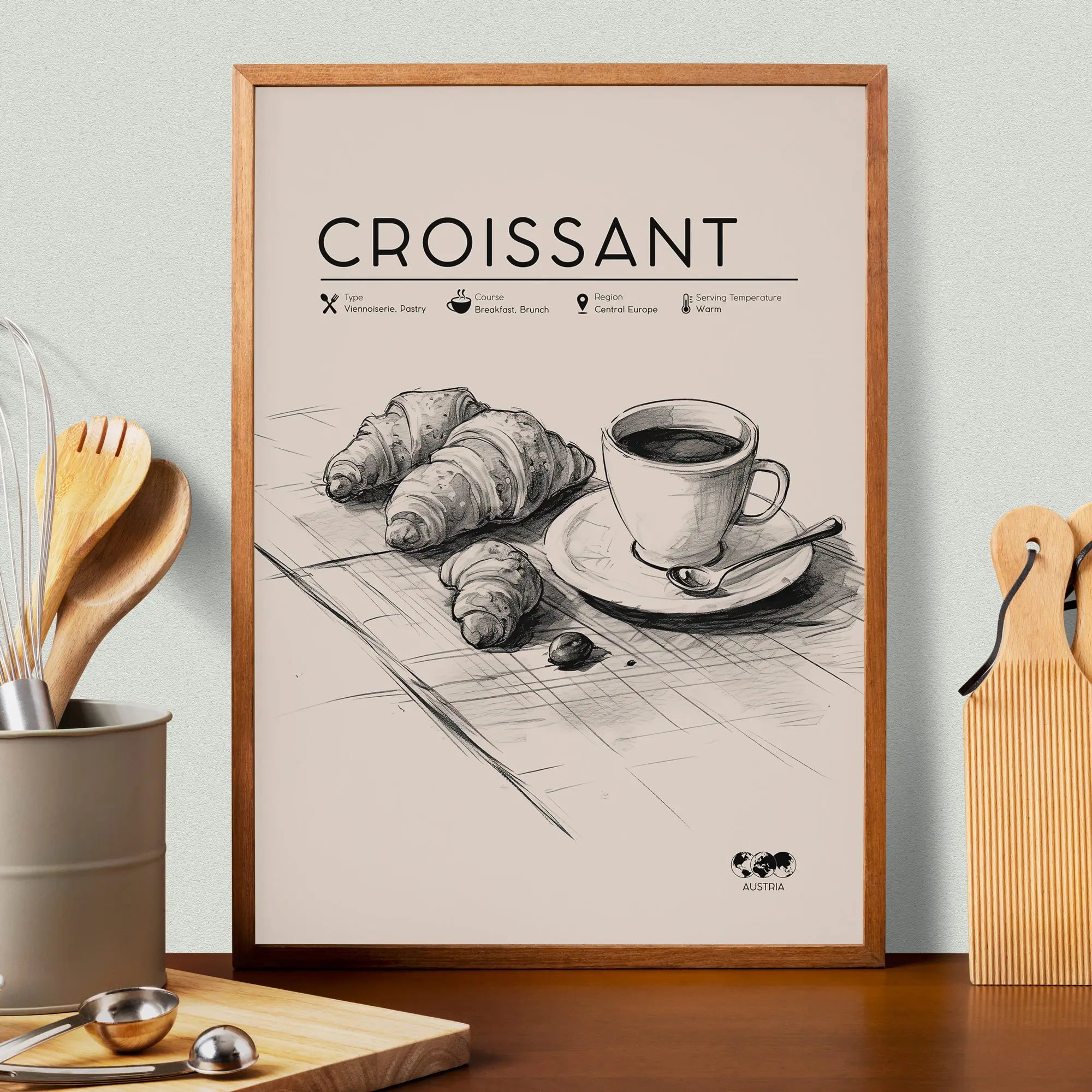 Kitchen Wall Art, French Croissant Food Print