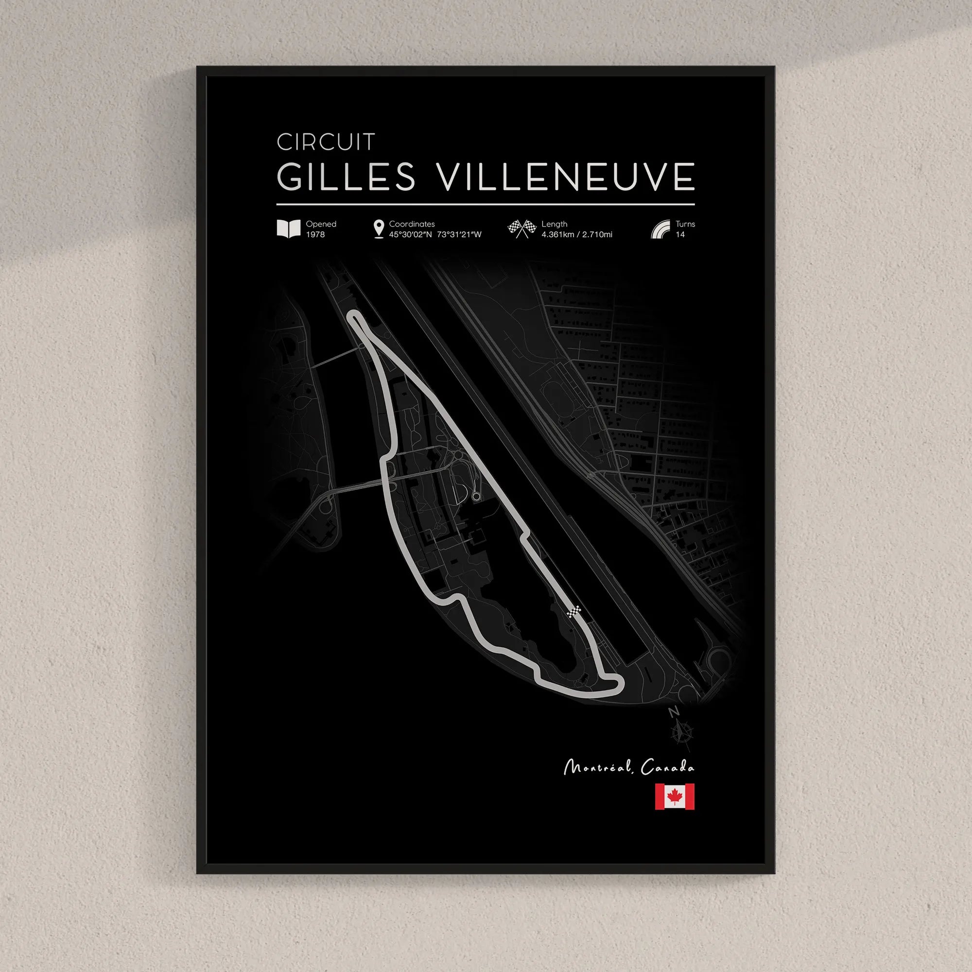 Circuit Gilles Villeneuve Poster – Black Edition F1 Printable