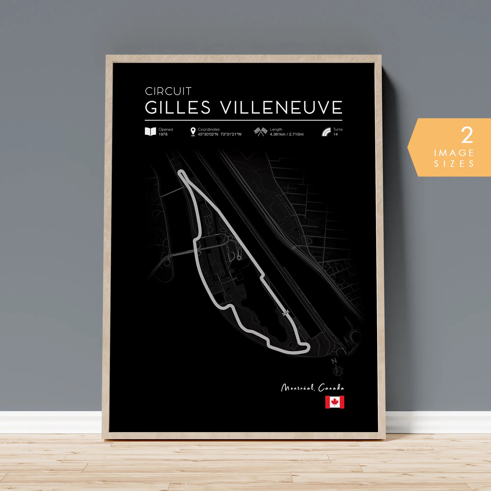 Circuit Gilles Villeneuve Poster – Black Edition F1 Printable