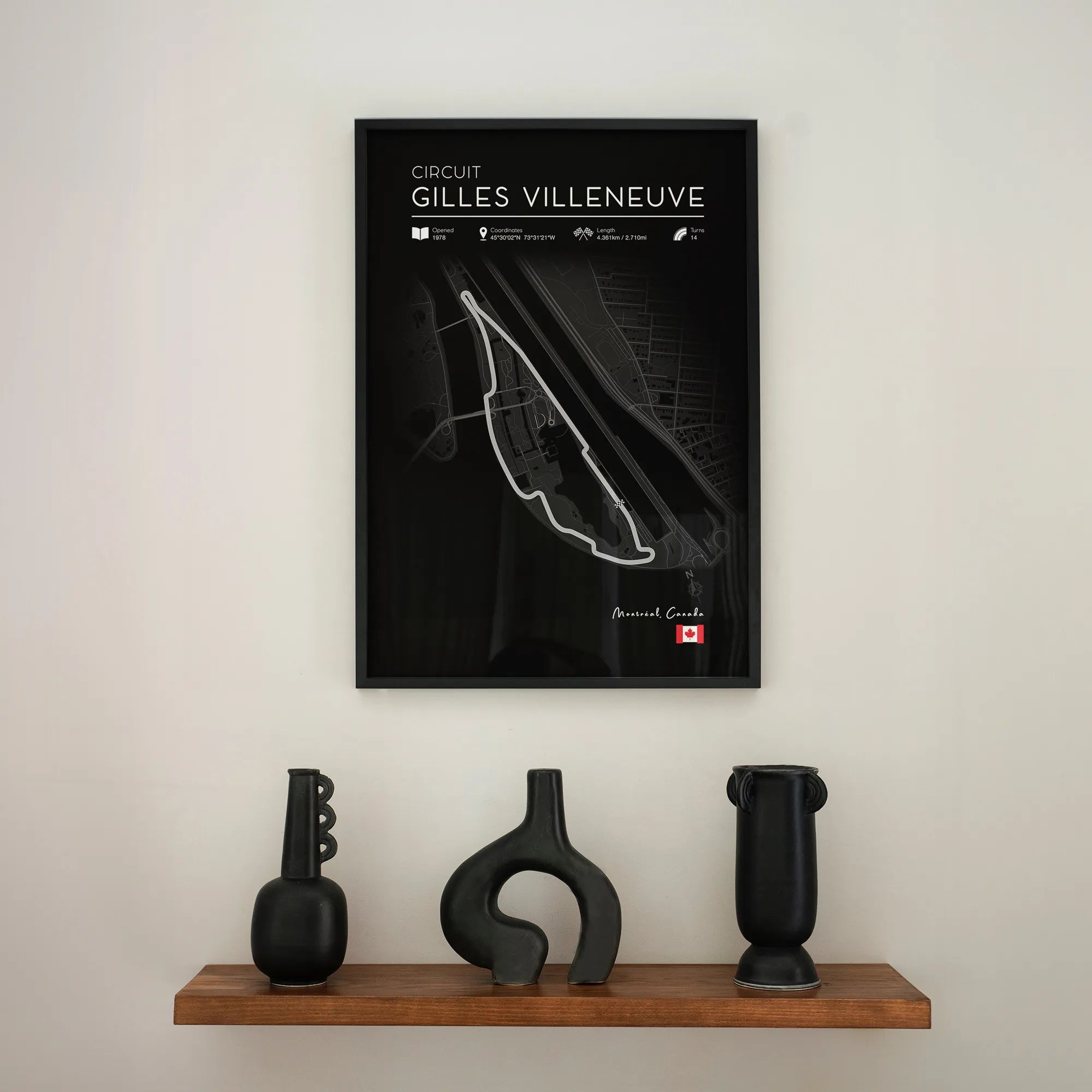 Circuit Gilles Villeneuve Poster – Black Edition F1 Printable