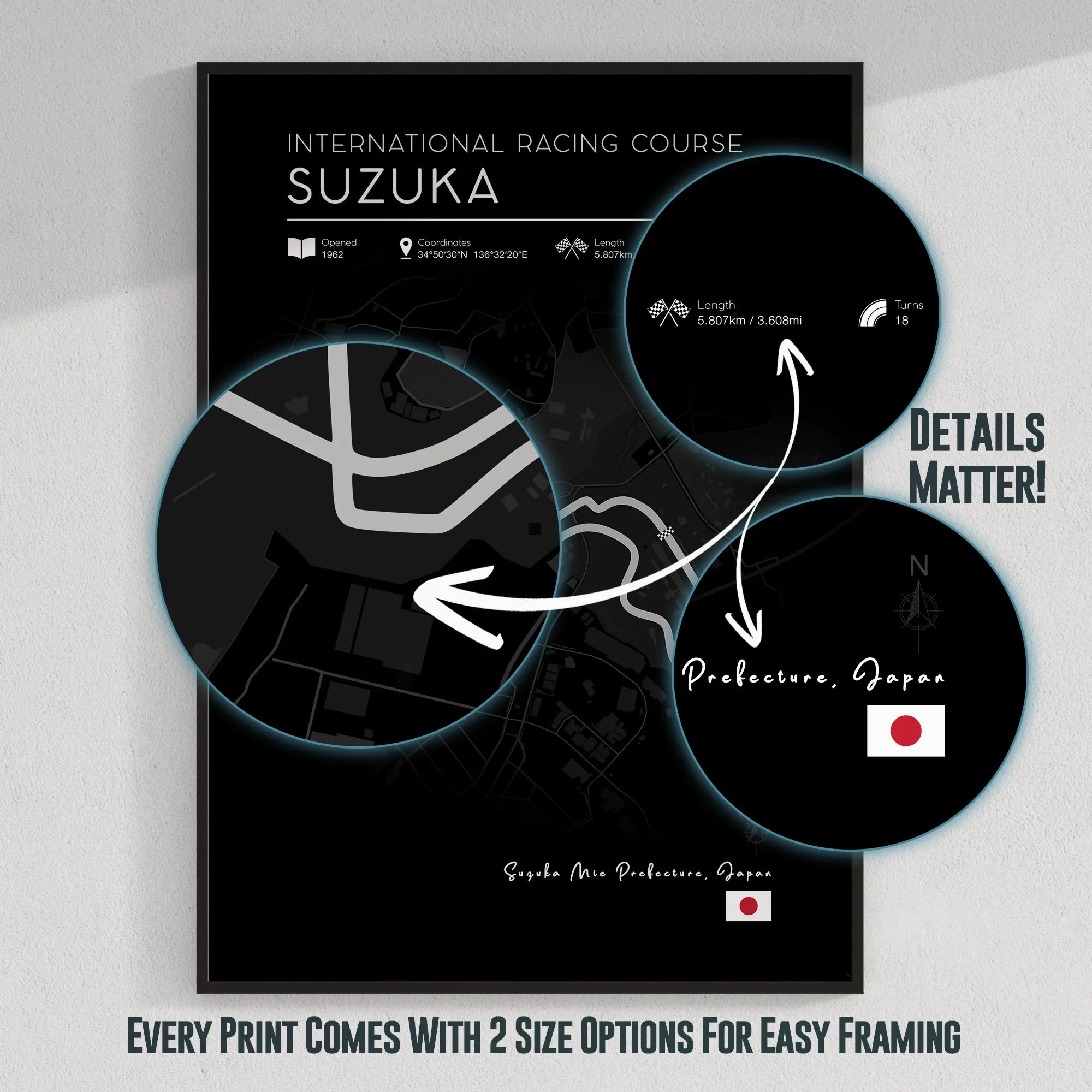 Close up of Printable F1 Track Poster showing details