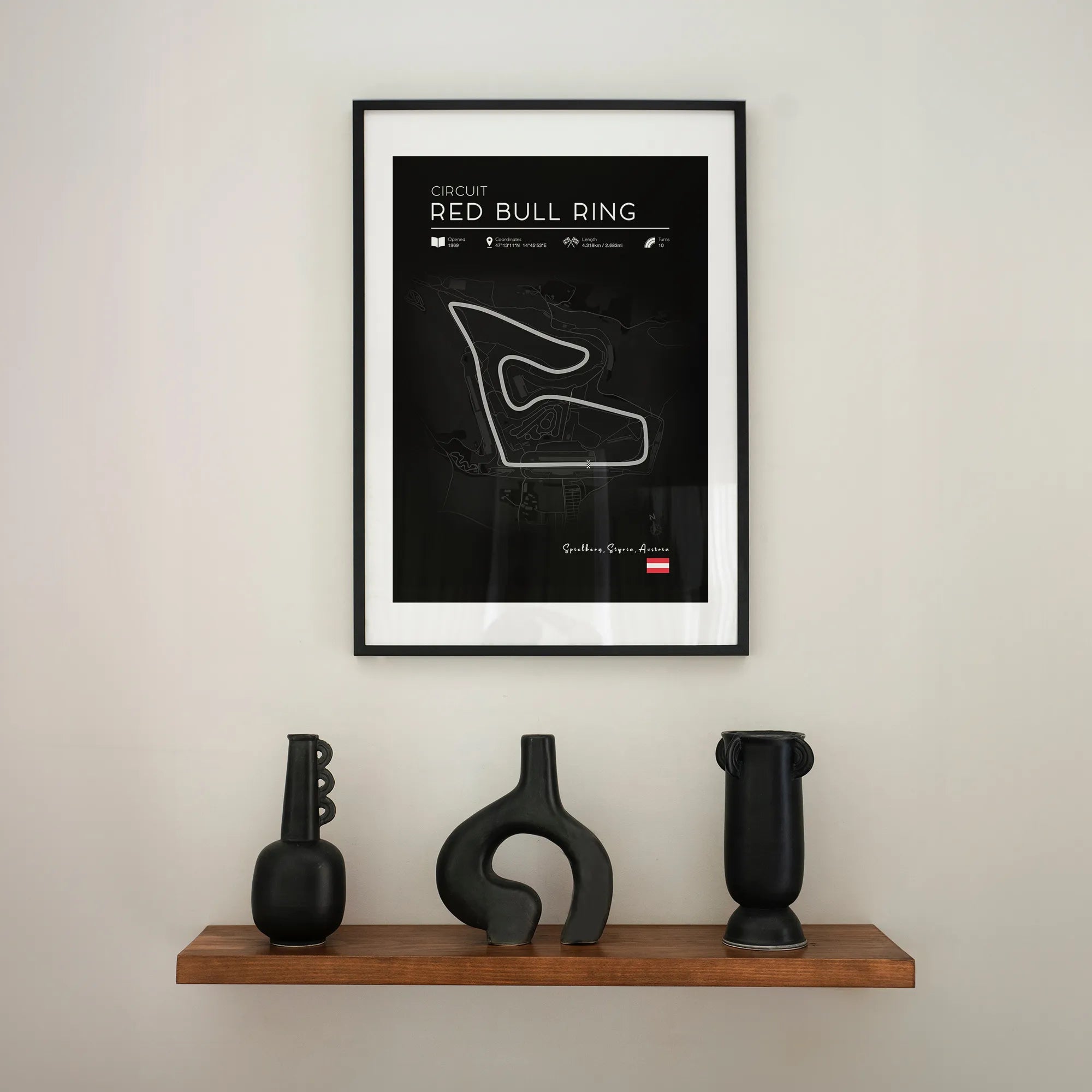 Red Bull Ring Circuit Poster – Black Edition F1 Track Print (Austria)