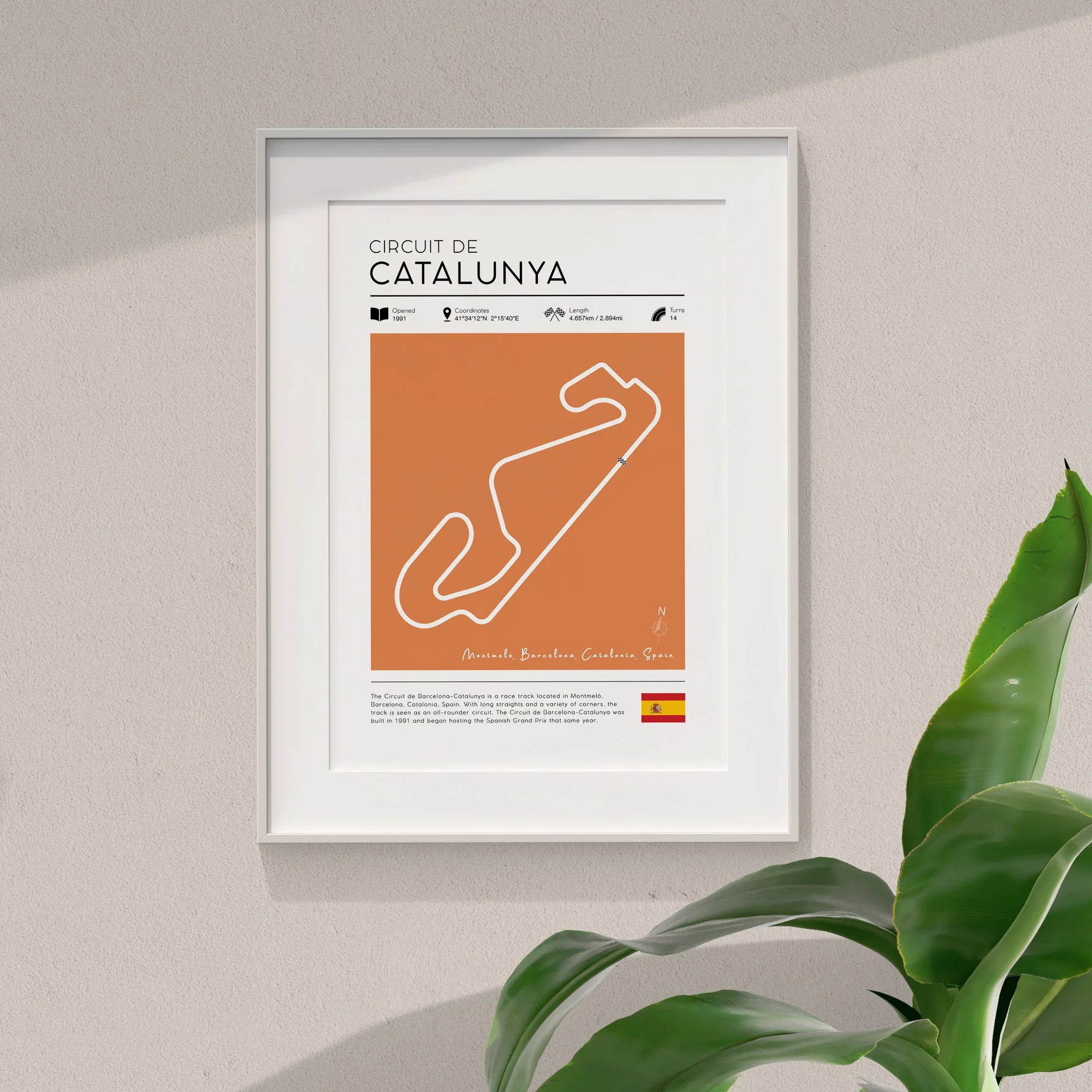 F1 circuit poster framed on wall - Circuit de Catalunya