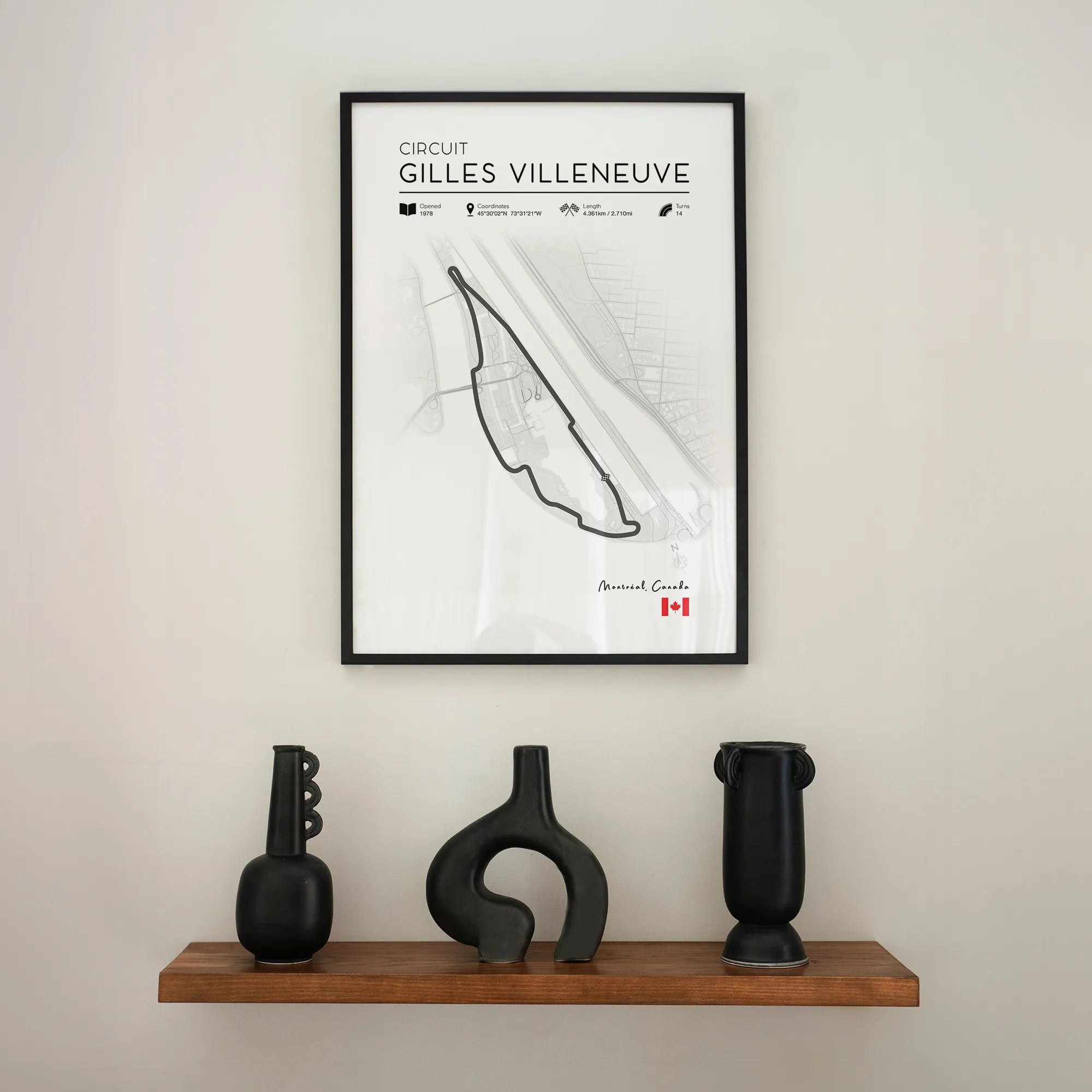 Printable Gilles-Villeneuve F1 Track Poster on wall