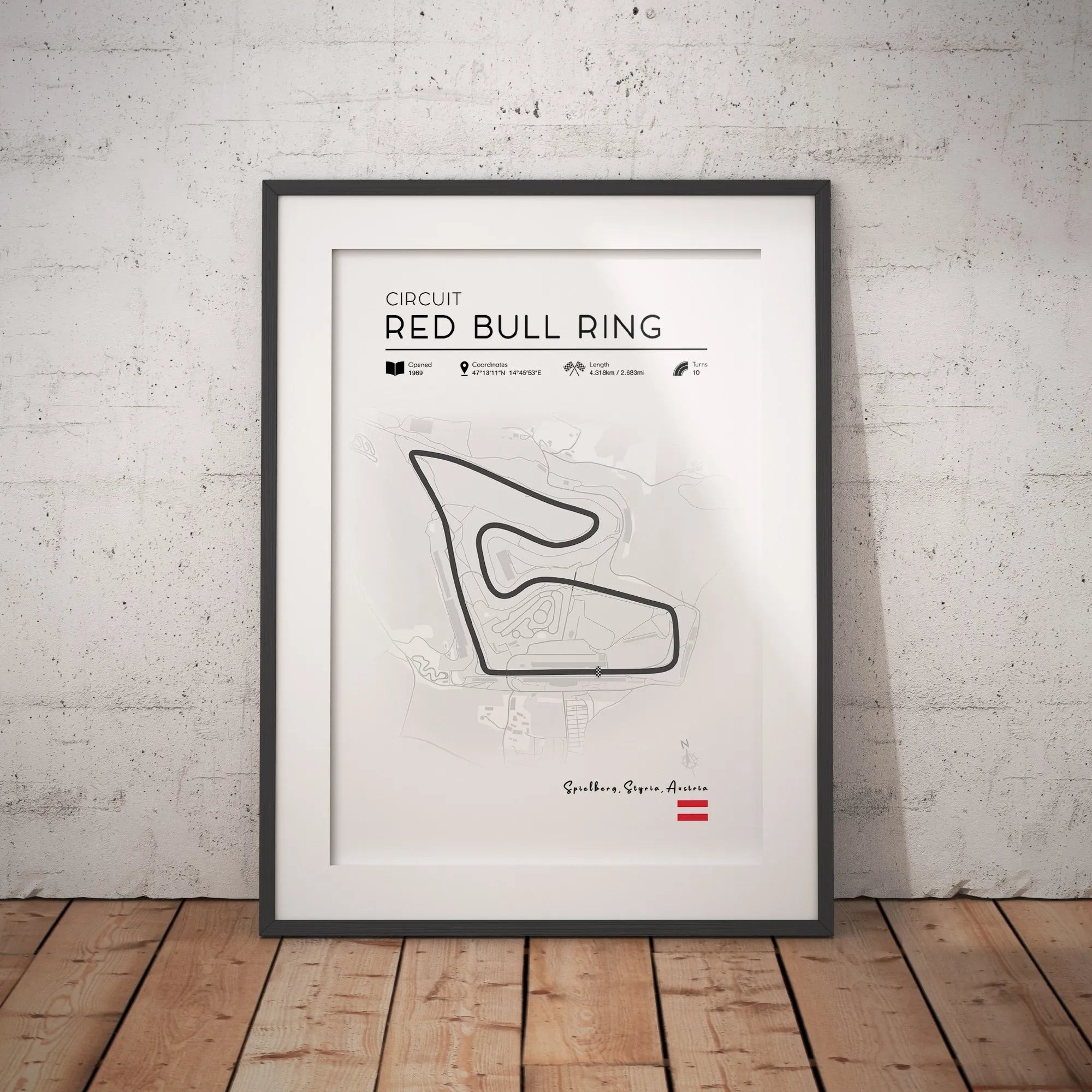 Red Bull Ring Poster – Minimalist F1 Track Print (Austria)
