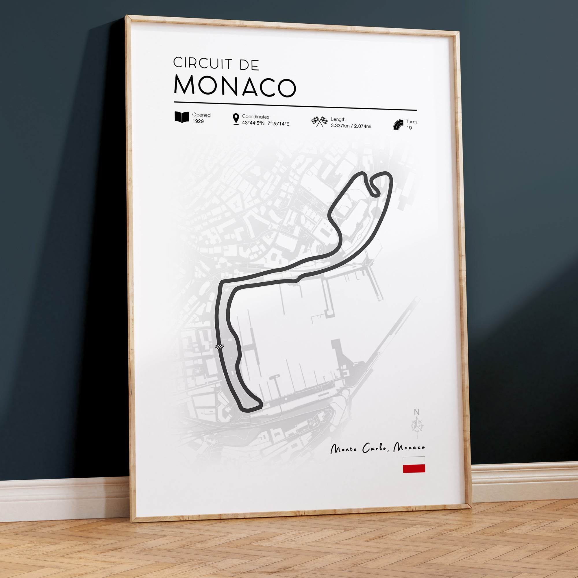 F1 Track Poster Print - Monaco Circuit