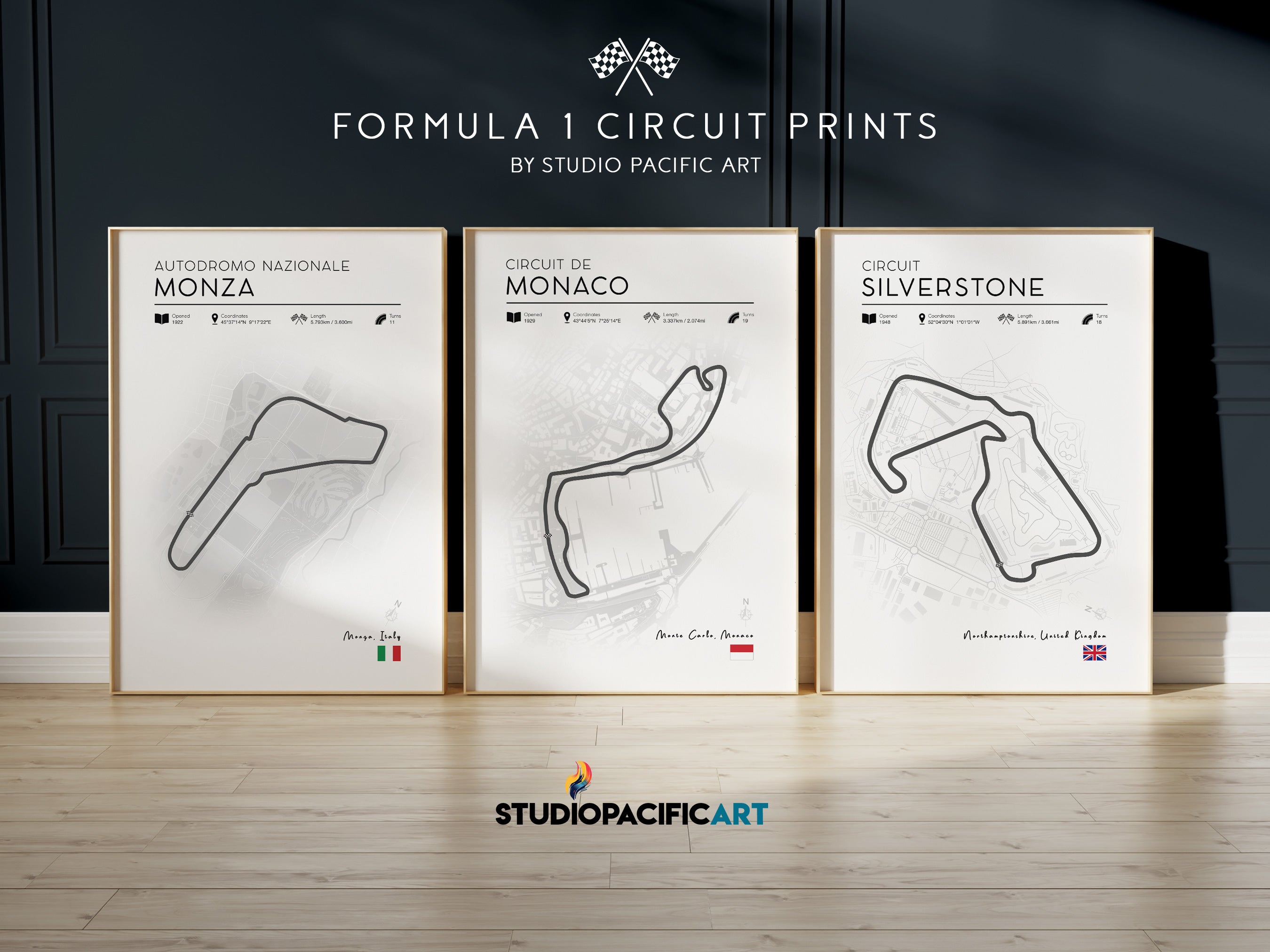 Set of 3 F1 Circuit Prints