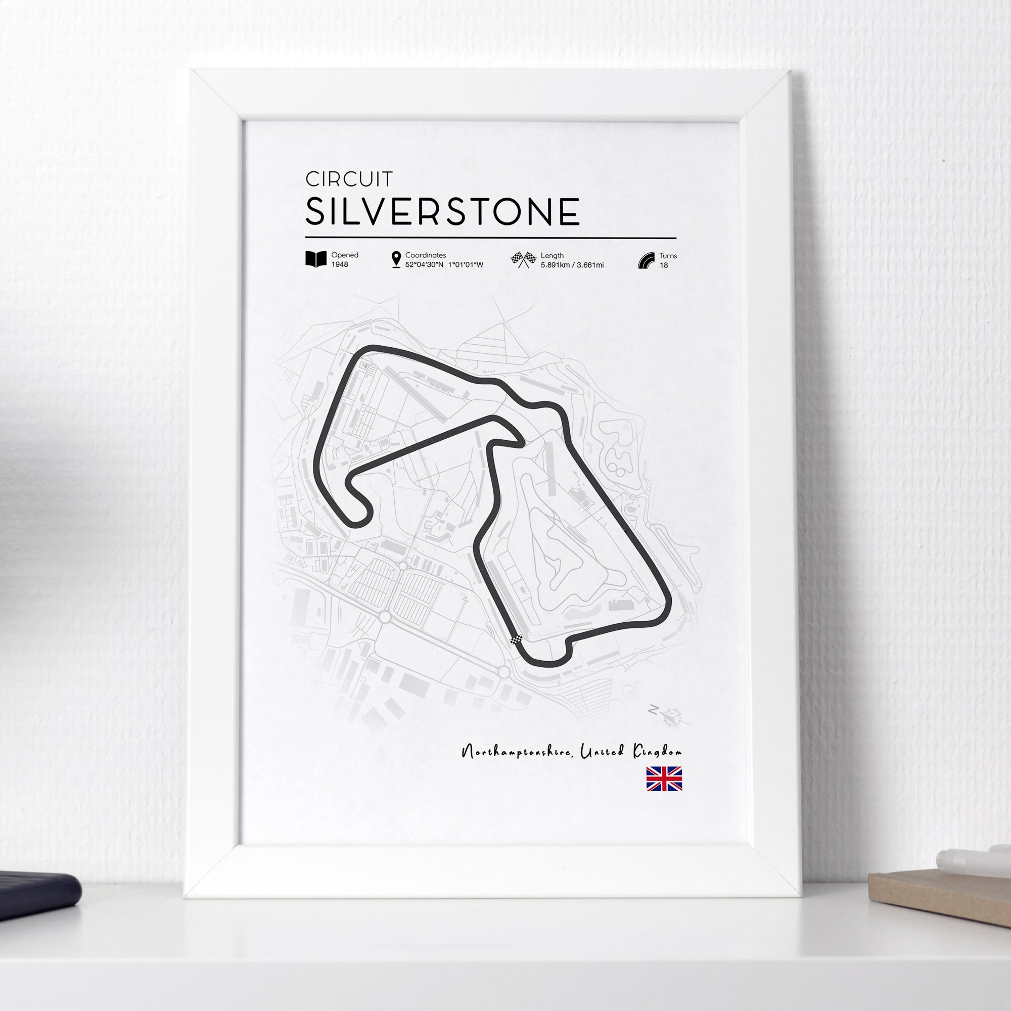 Gift for F1 fan - Silverstone Race Track Print