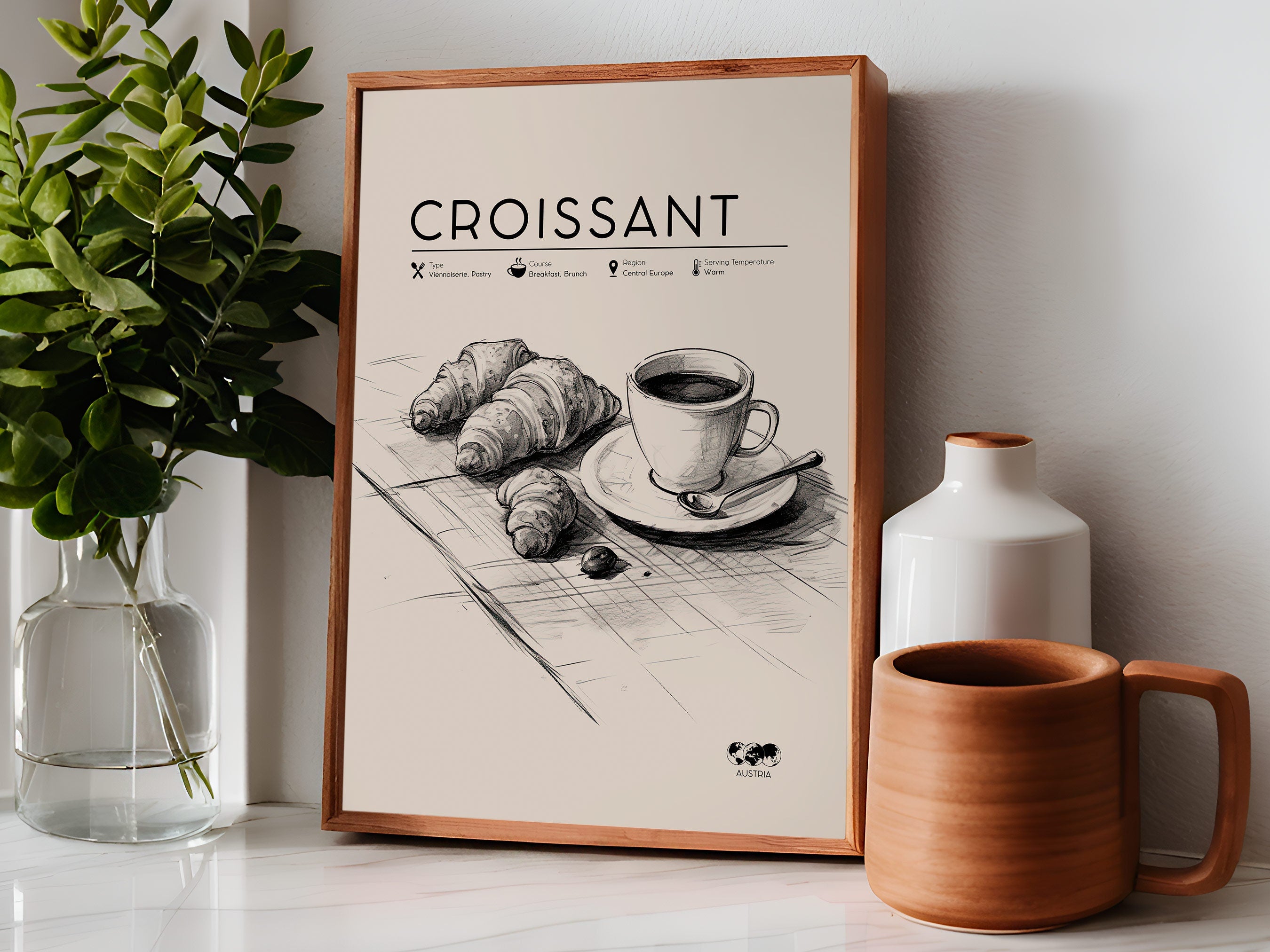 Kitchen Wall Art, French Croissant Food Print