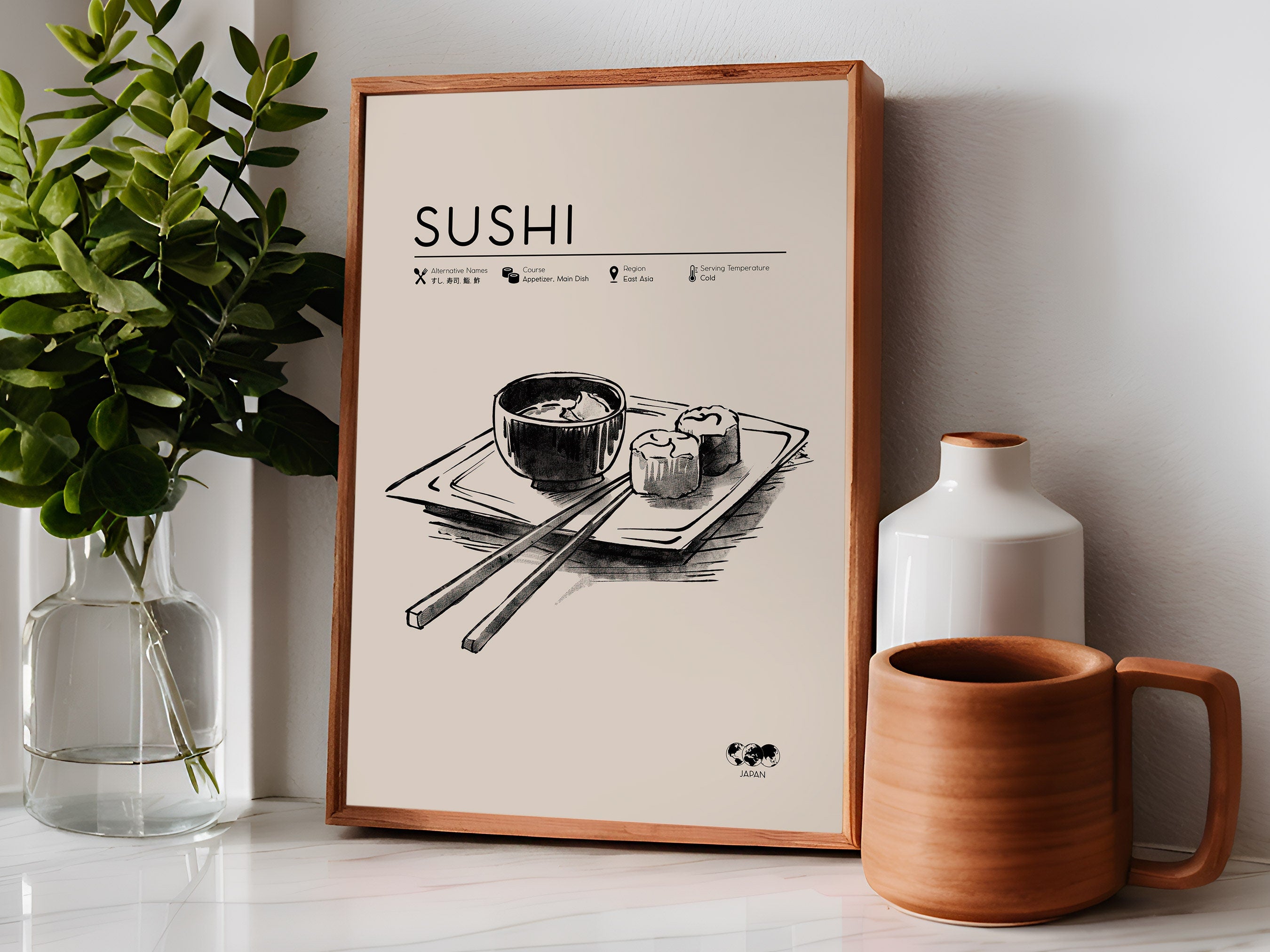 Sushi Poster, Minimalist Food Art Print