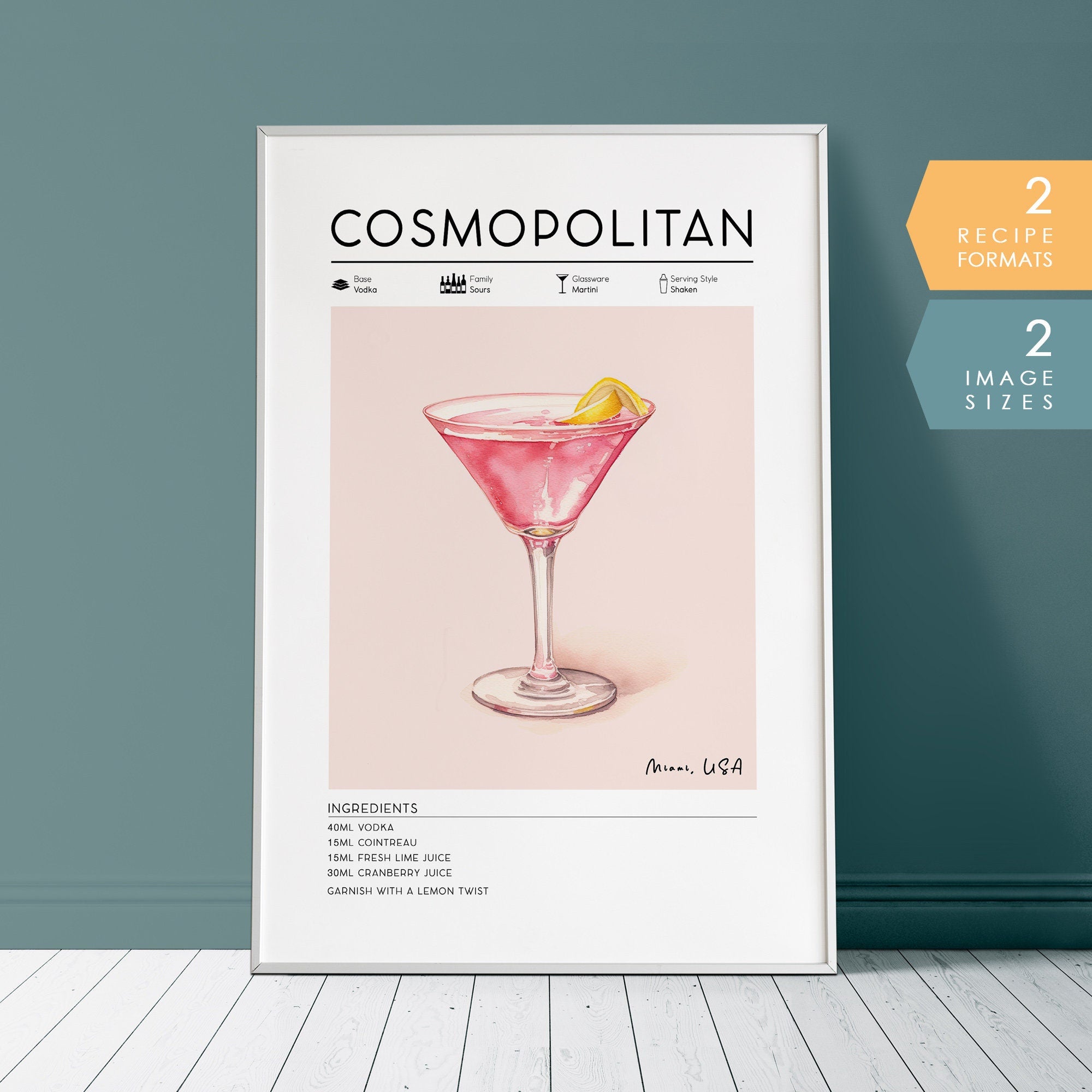 Classic Cosmopolitan Cocktail Poster