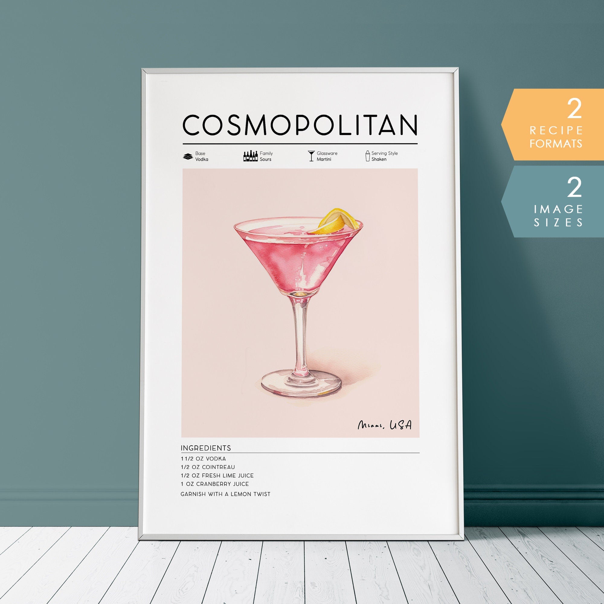 Classic Cosmopolitan Cocktail Poster