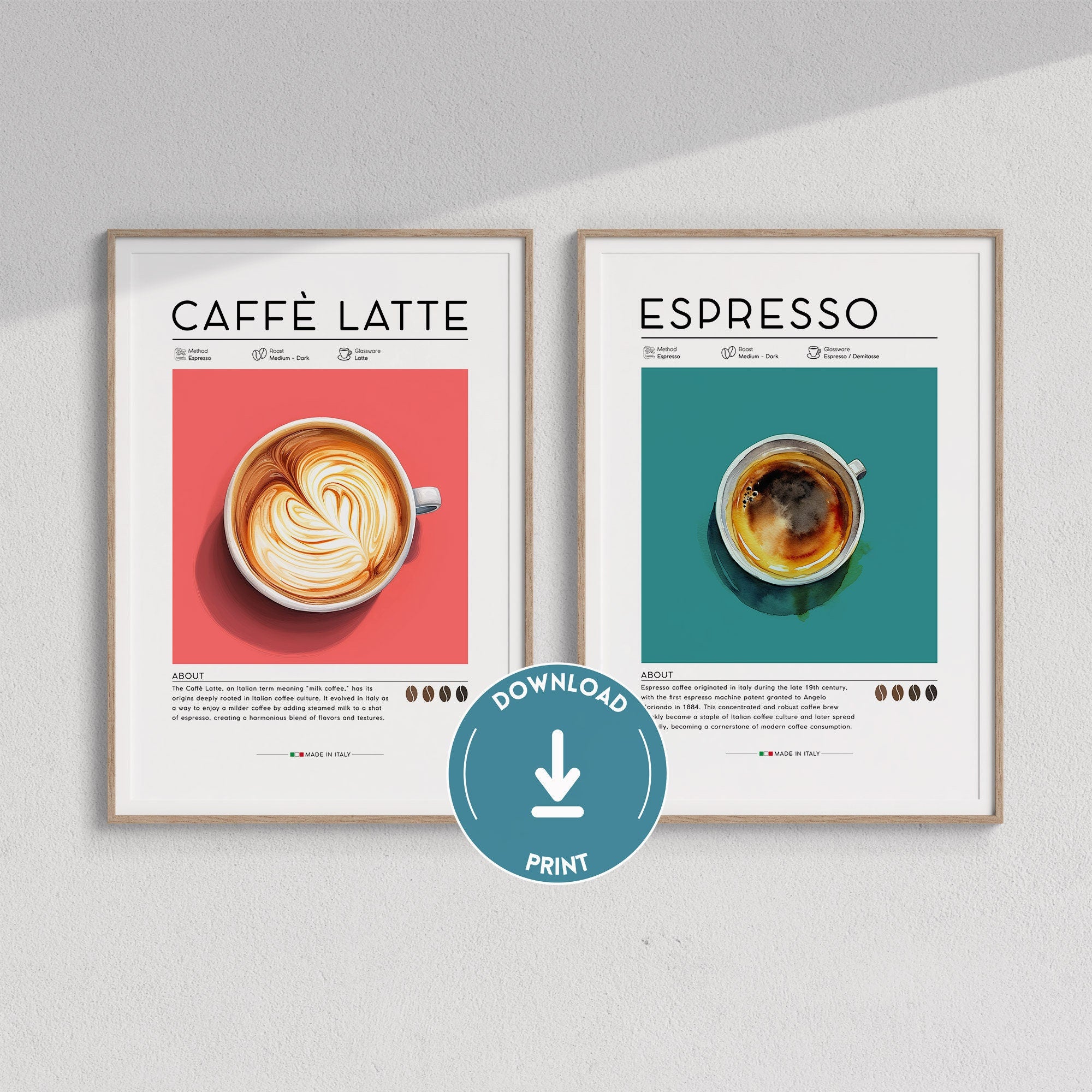 Set of 2 Retro Coffee Coffee Prints