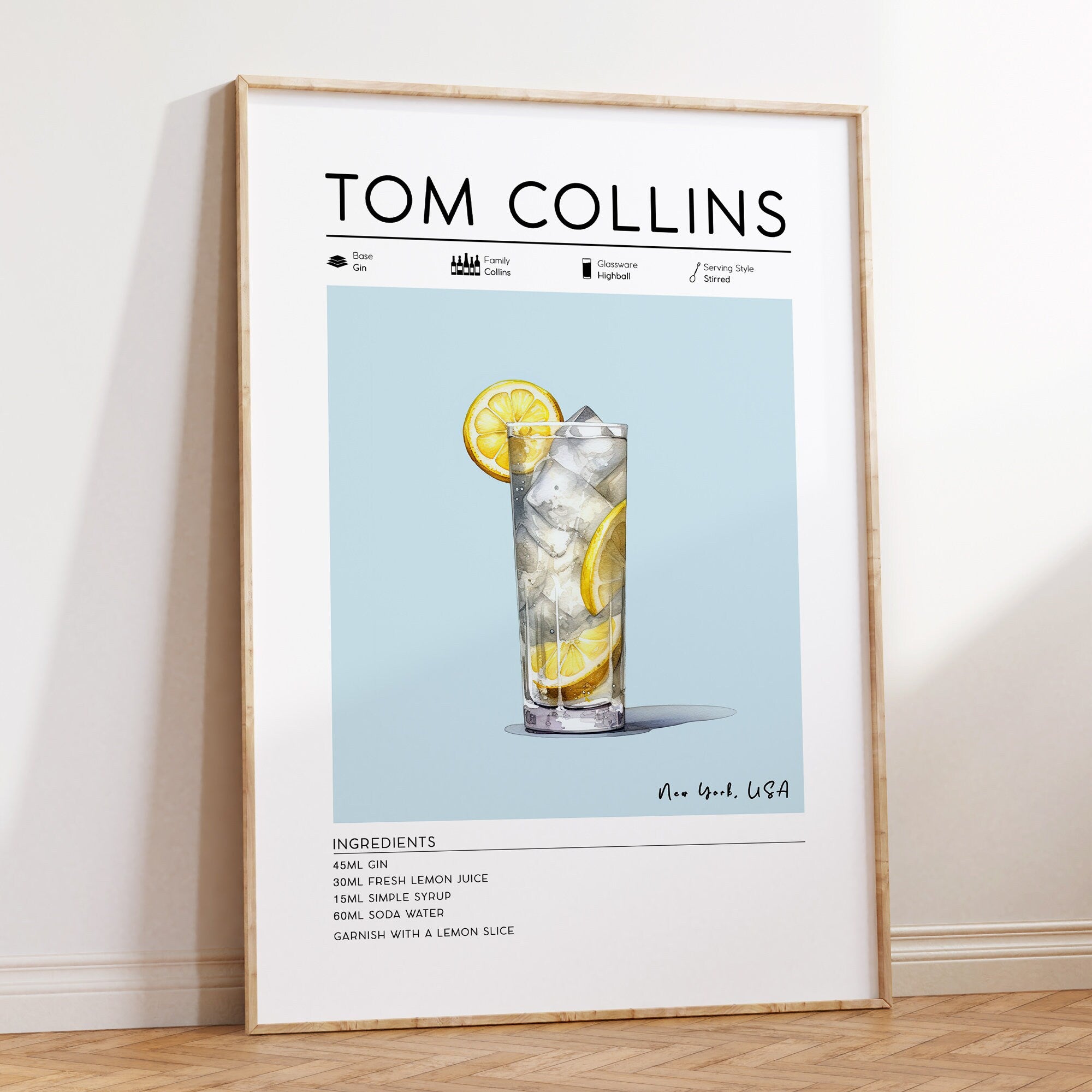 Tom Collins Cocktail Poster