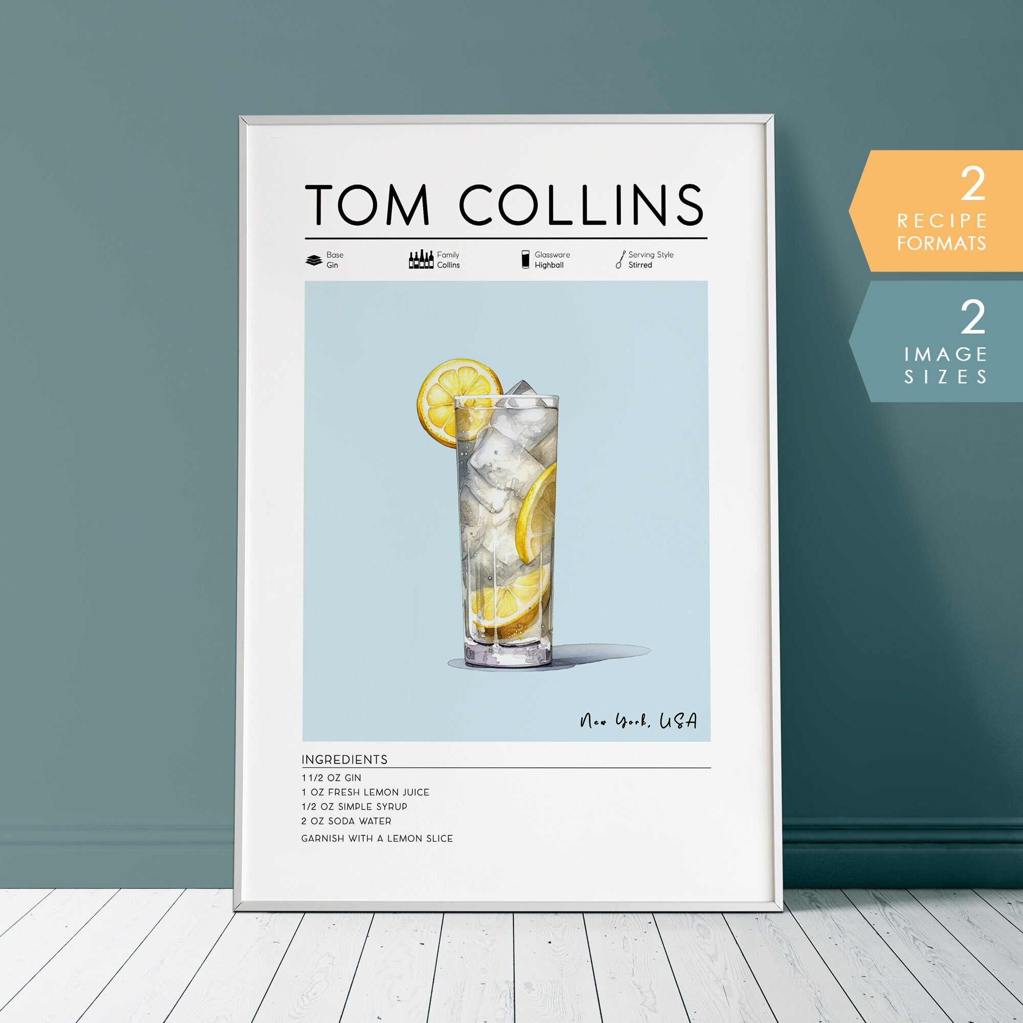 Tom Collins Cocktail Poster