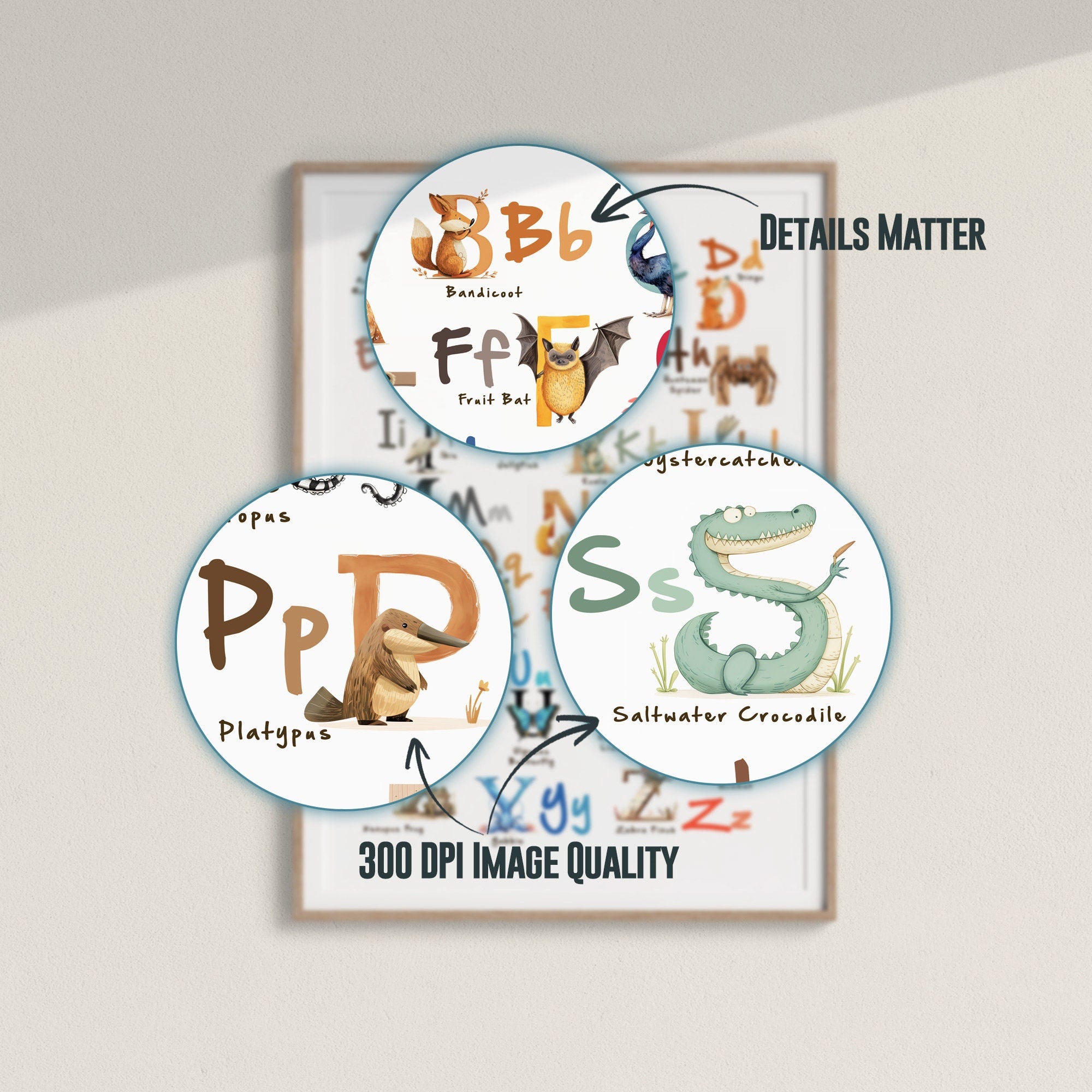 Kids Alphabet Poster, Australian Animals ABC Print