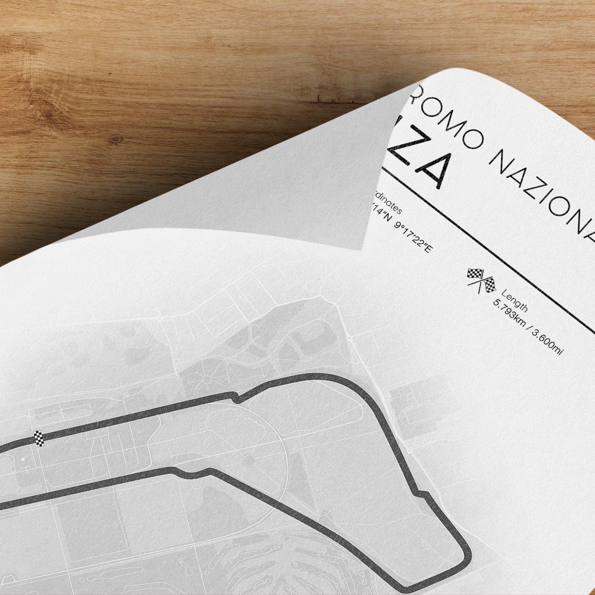 F1 Circuit Map, high quality paper print of Monza circuit Italy