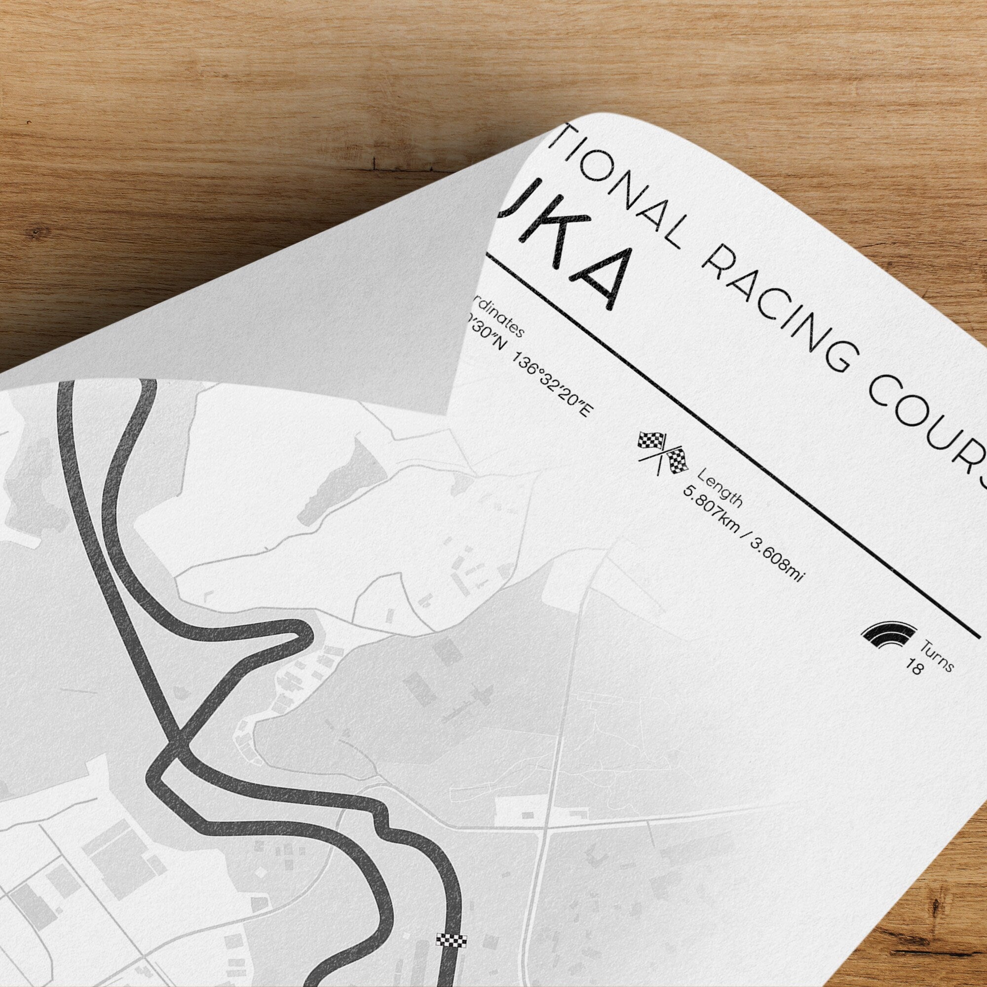 F1 Circuit Map, high quality paper print of Suzuka International Japan