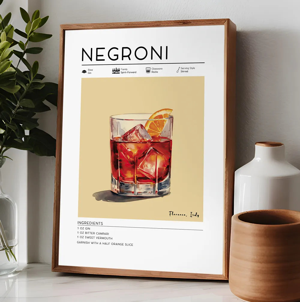 IMage of a framed cocktail poster by Studio Pacific Art