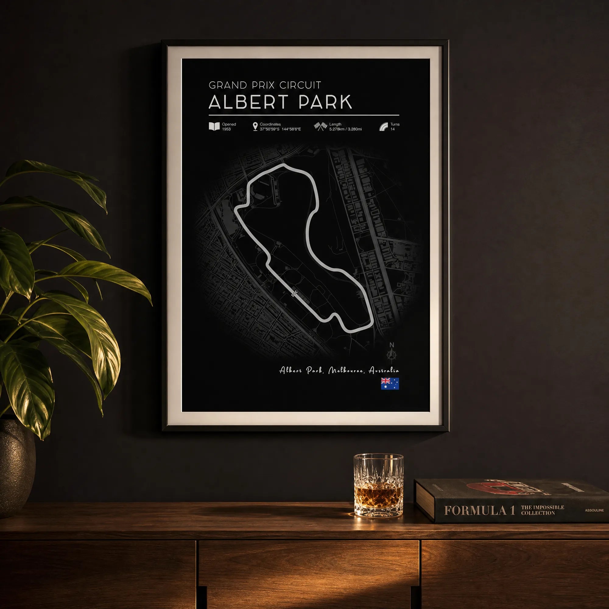 Albert Park, printable Black Edition Formula 1 art download