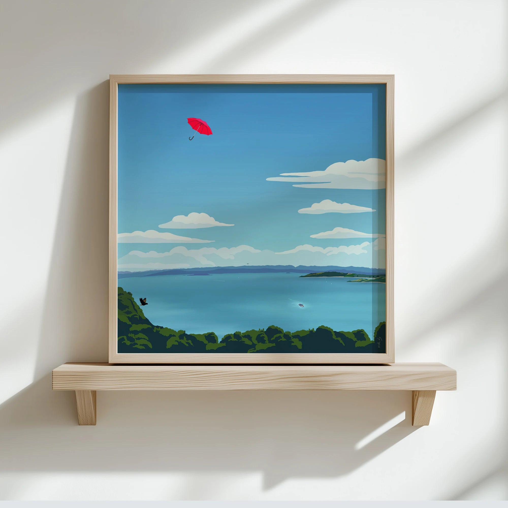 Wellington New Zealand city art print harbour scene