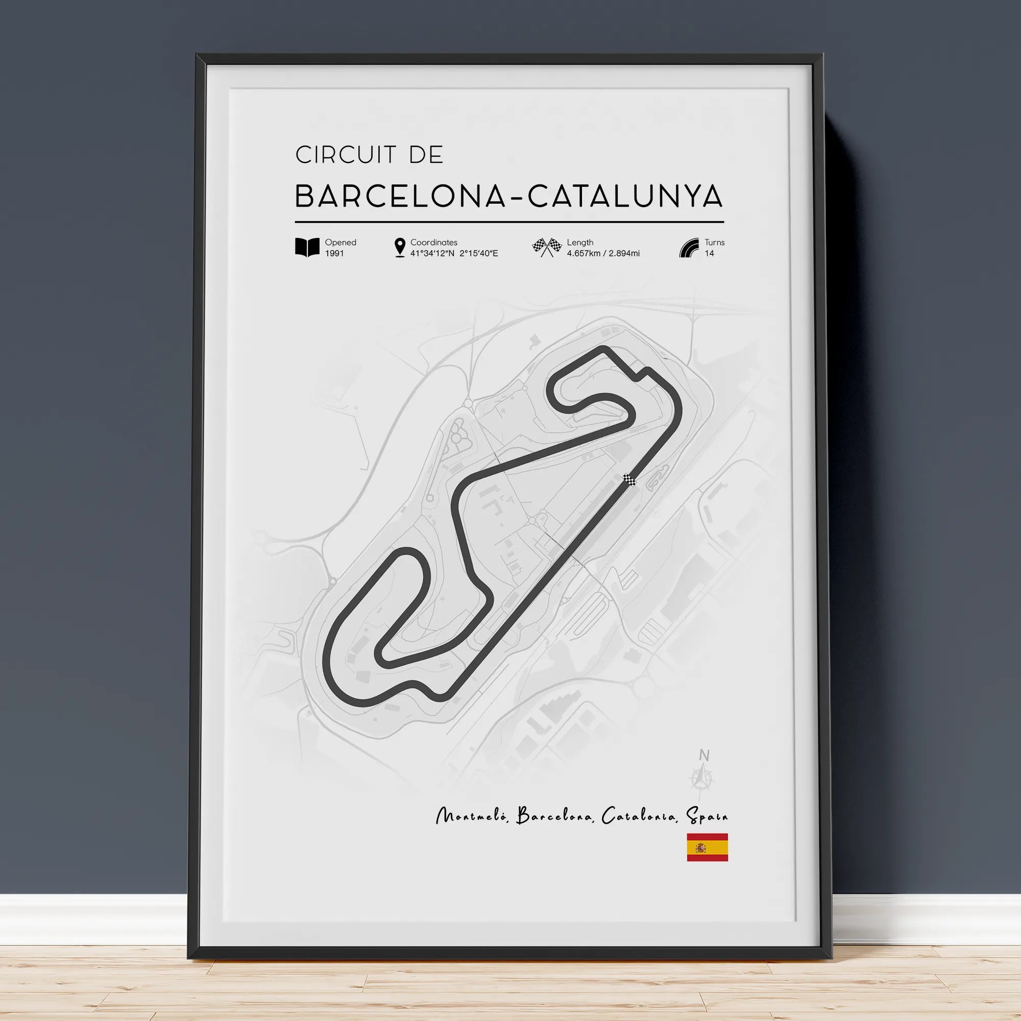 Barcelona F1 Poster | Minimalist F1 Race Track Wall Art