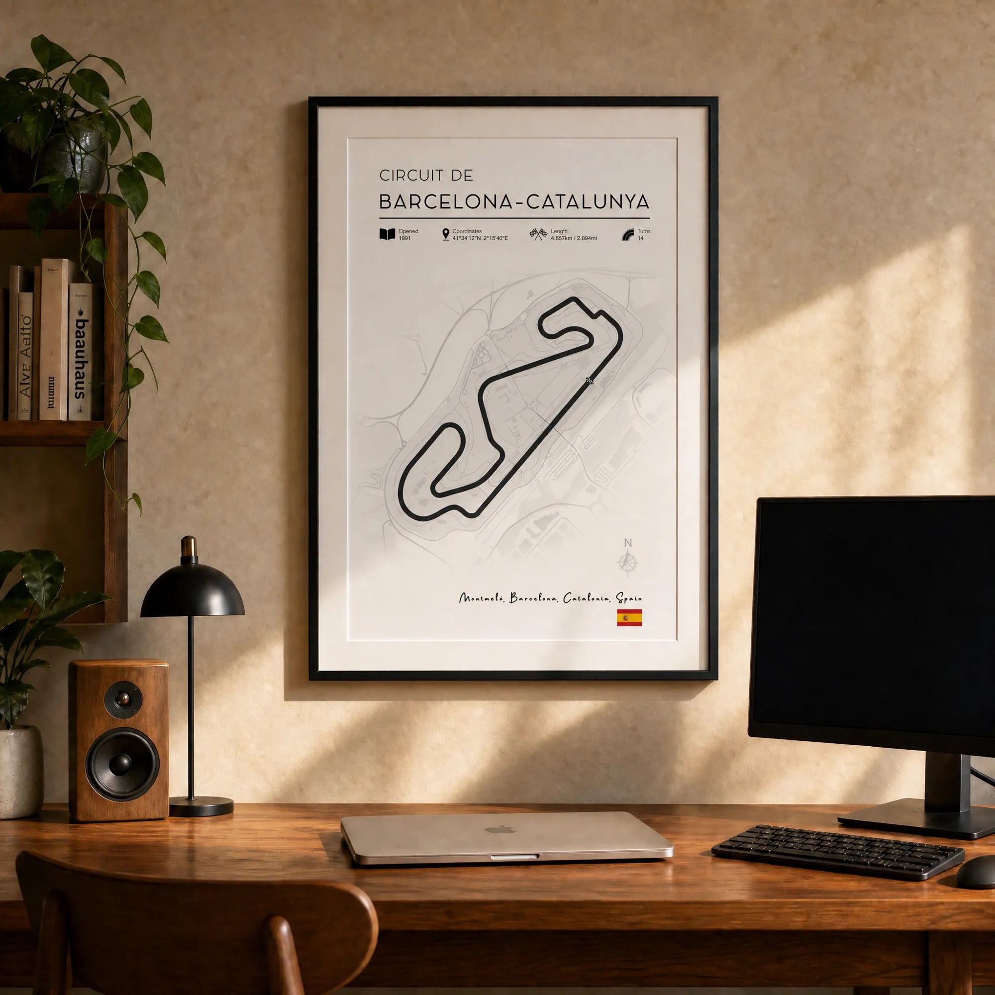 Barcelon-Catalunya race track art displayed as minimalist Formula 1 poster