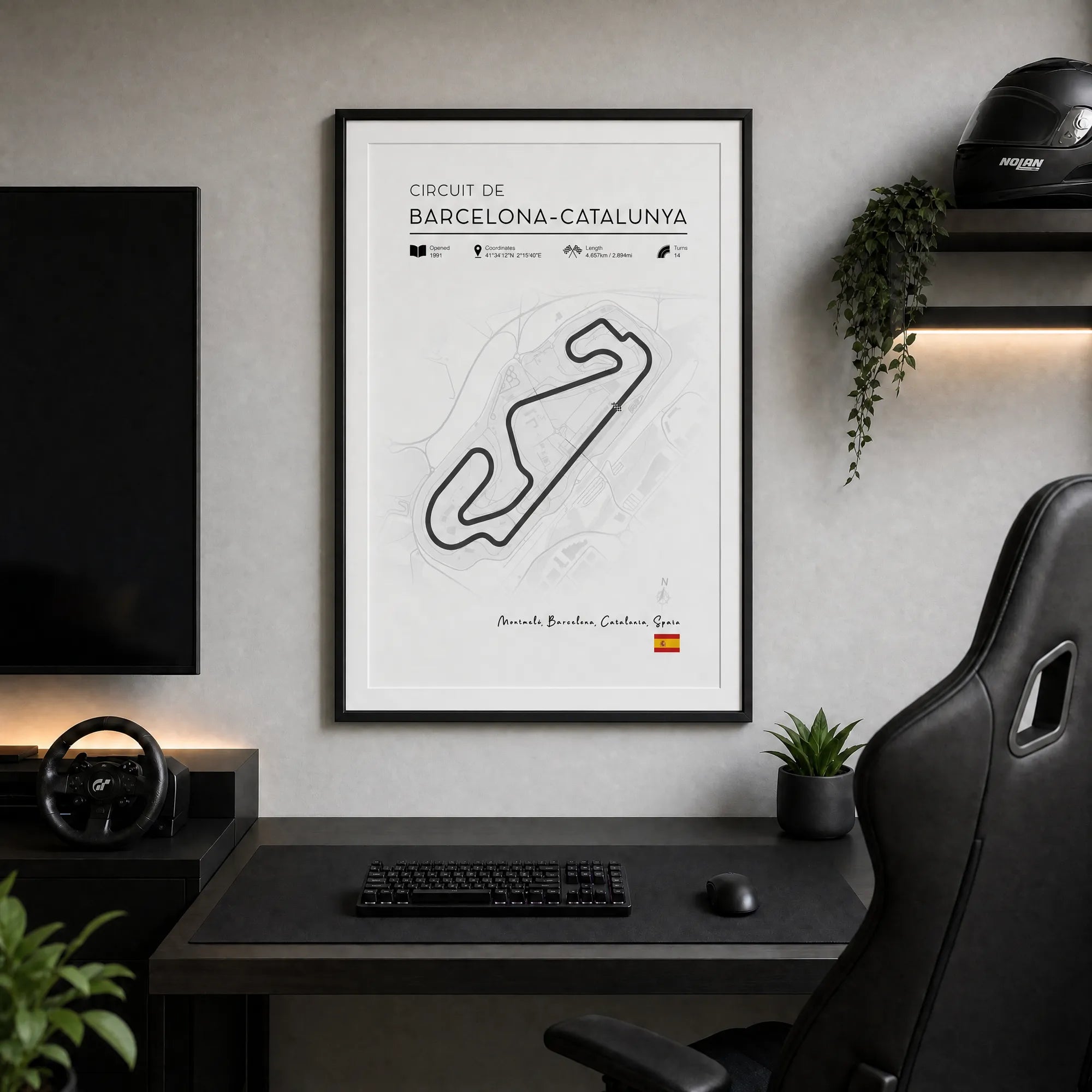 Barcelon-Catalunya race track art displayed as minimalist Formula 1 poster