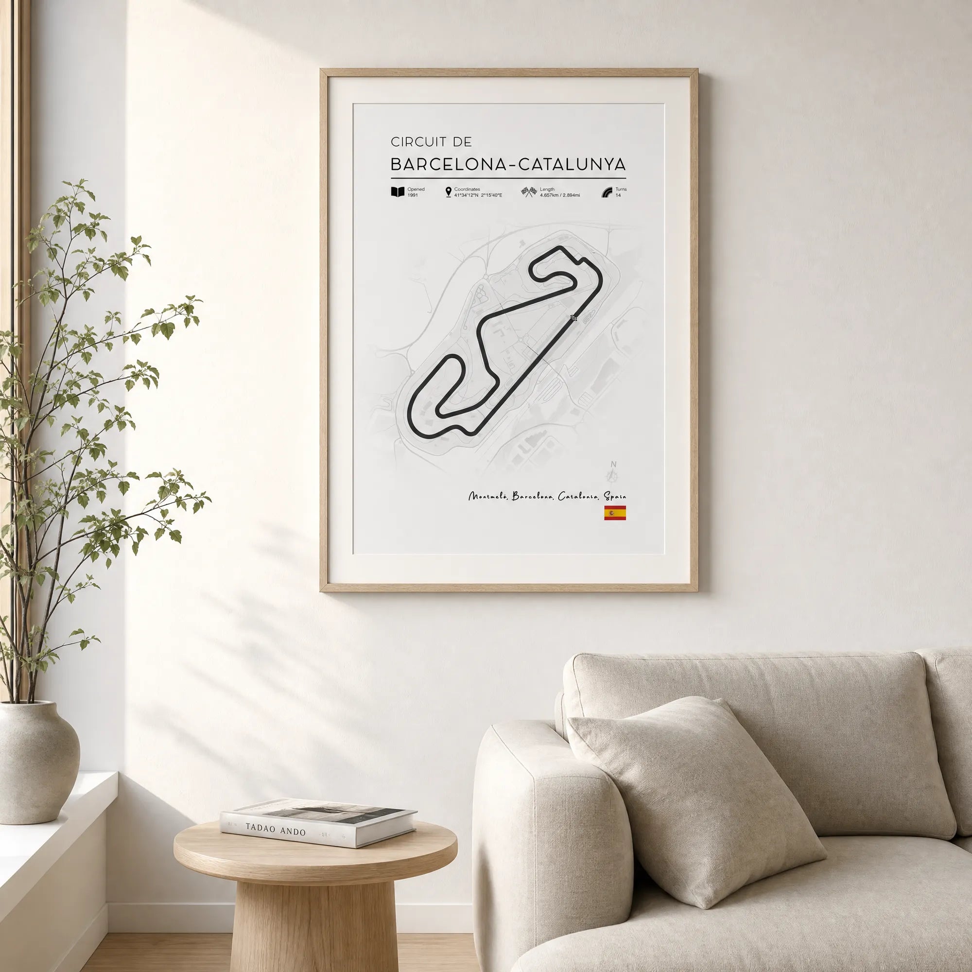 Barcelon-Catalunya race track art displayed as minimalist Formula 1 poster