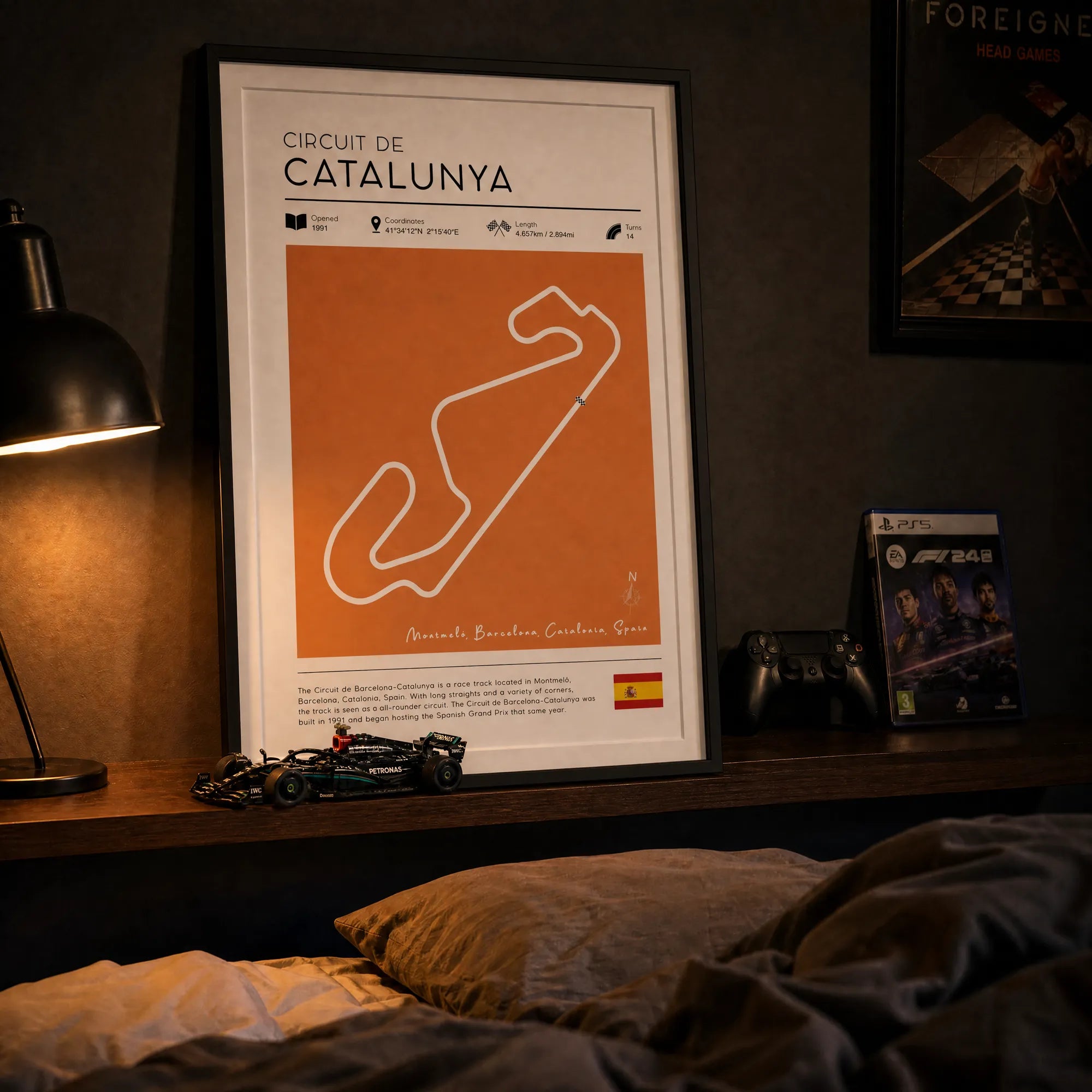 Spanish Grand Prix vintage racetrack art, framed Gifts for f1 racing fans