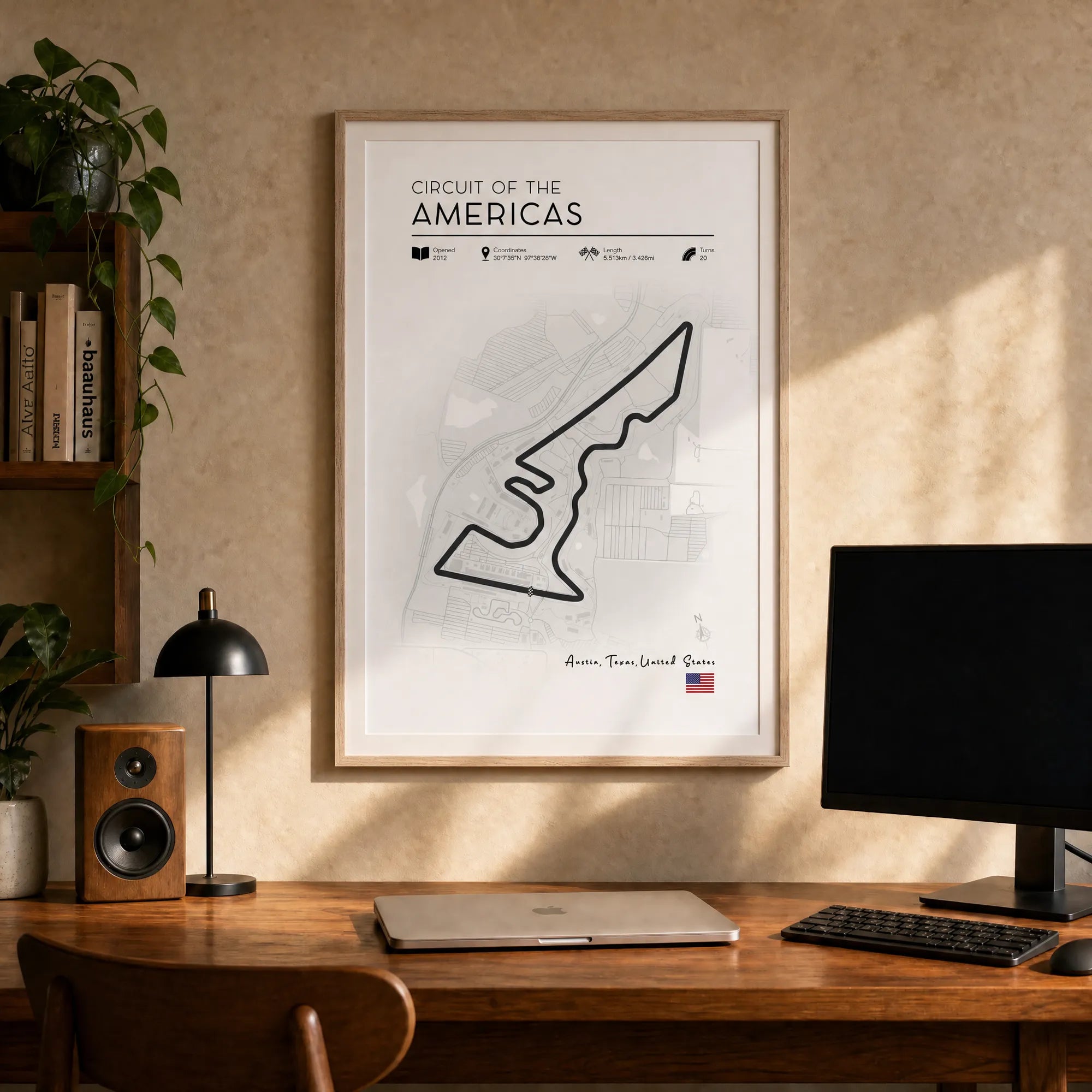 Circuit of the Americas United States Grand Prix race track art displayed as Minimalist formula 1 poster