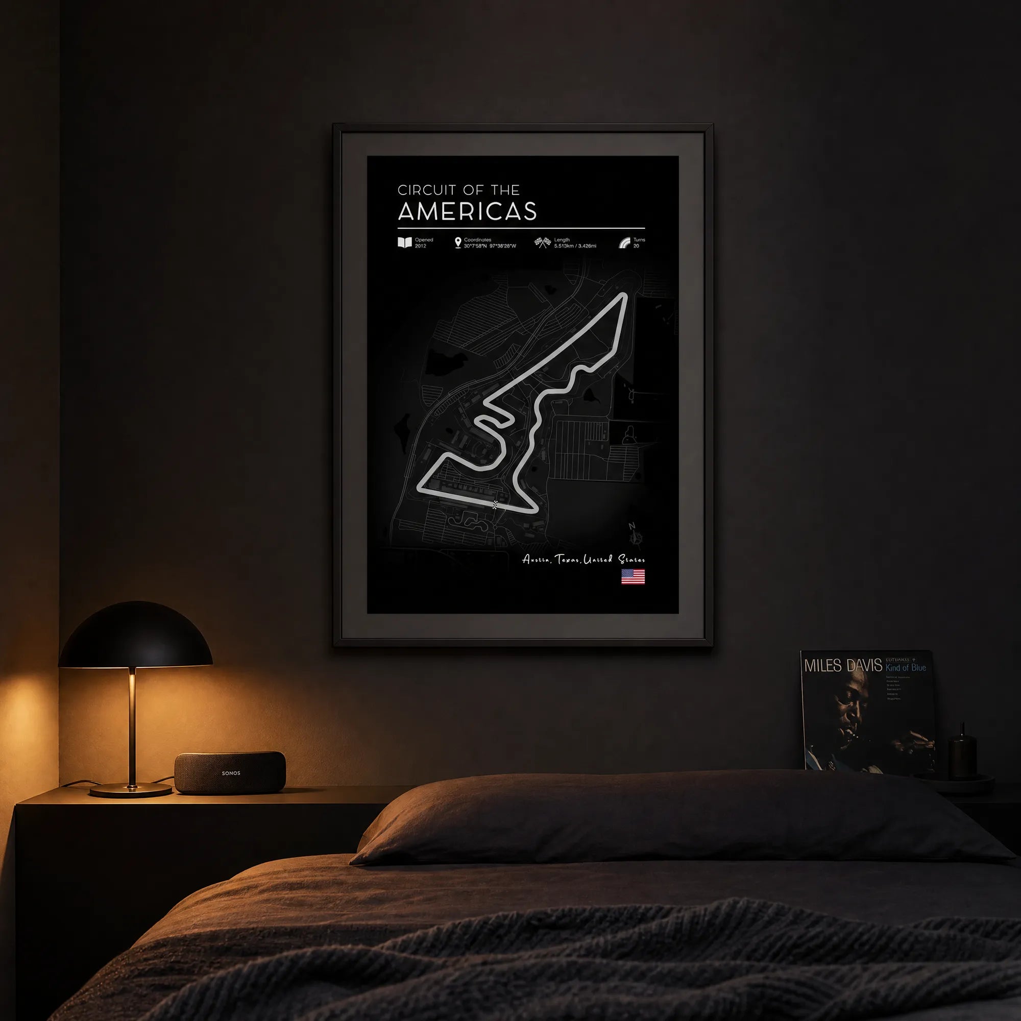 Circuit of the Americas poster, printable black edition Formula 1 art download