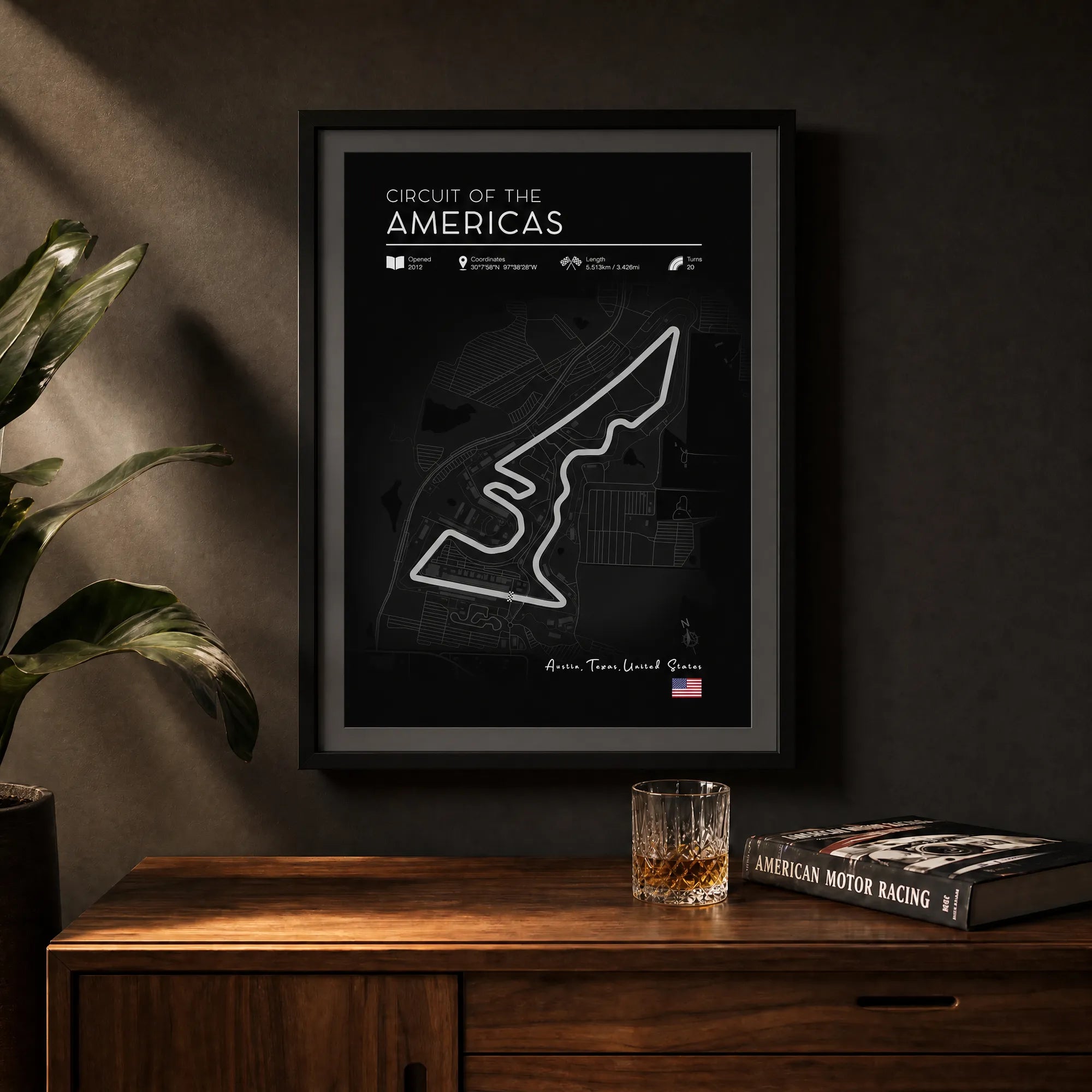 Circuit of the Americas poster, printable black edition Formula 1 art download