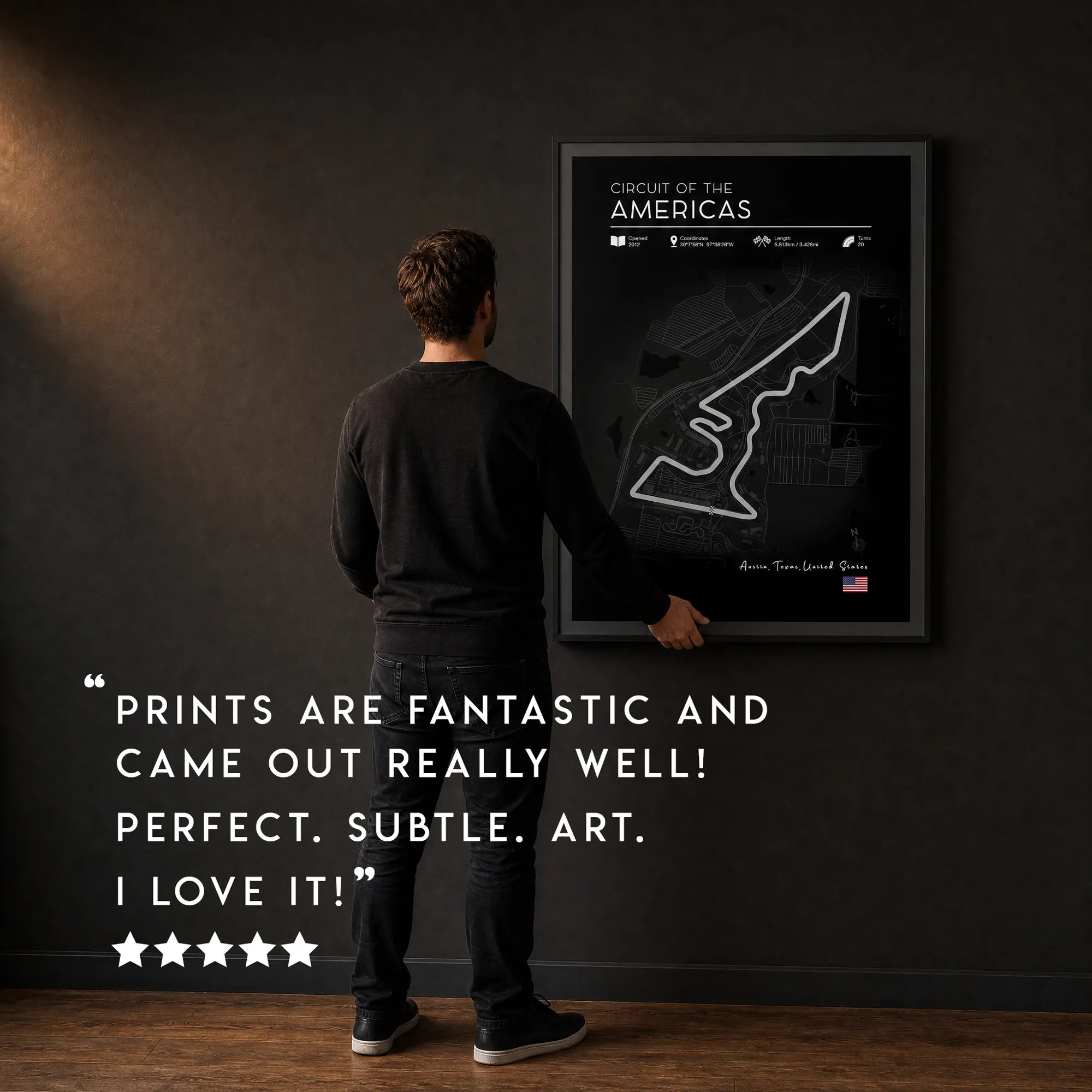 Circuit of the Americas poster, printable black edition Formula 1 art download