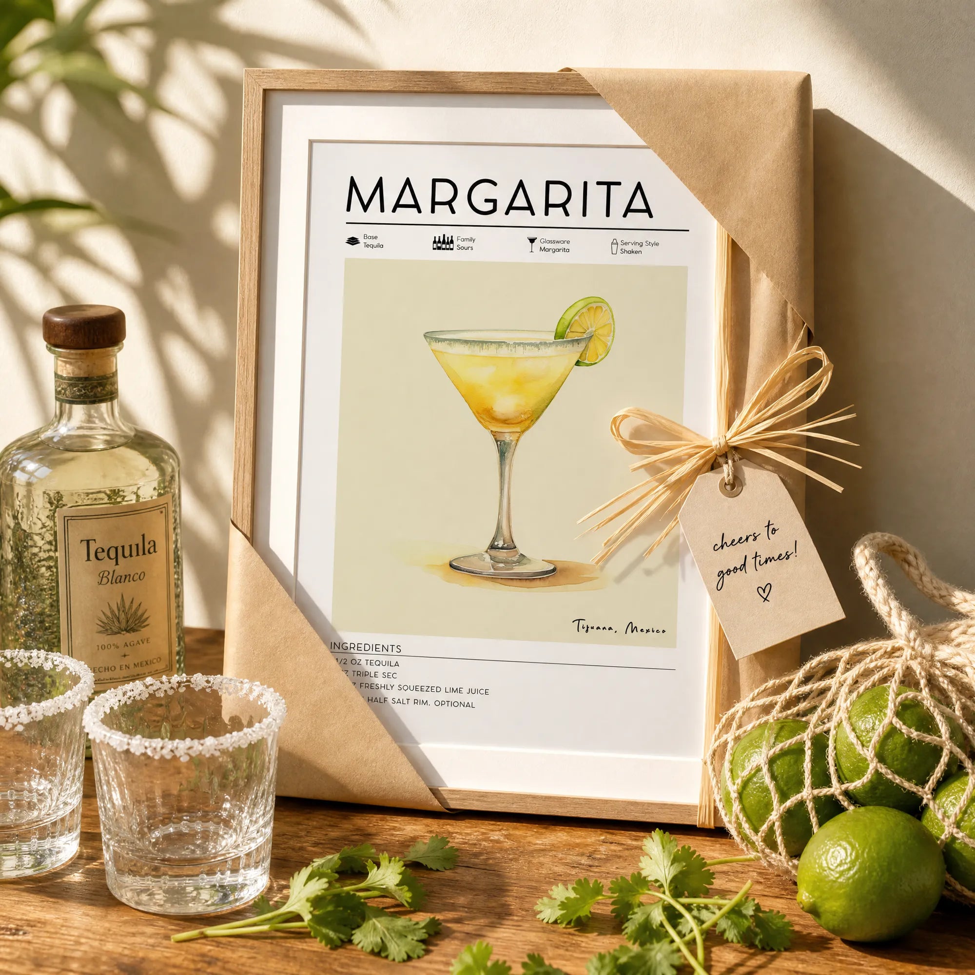 Gift for cocktail lover, cocktail art, Margarita poster