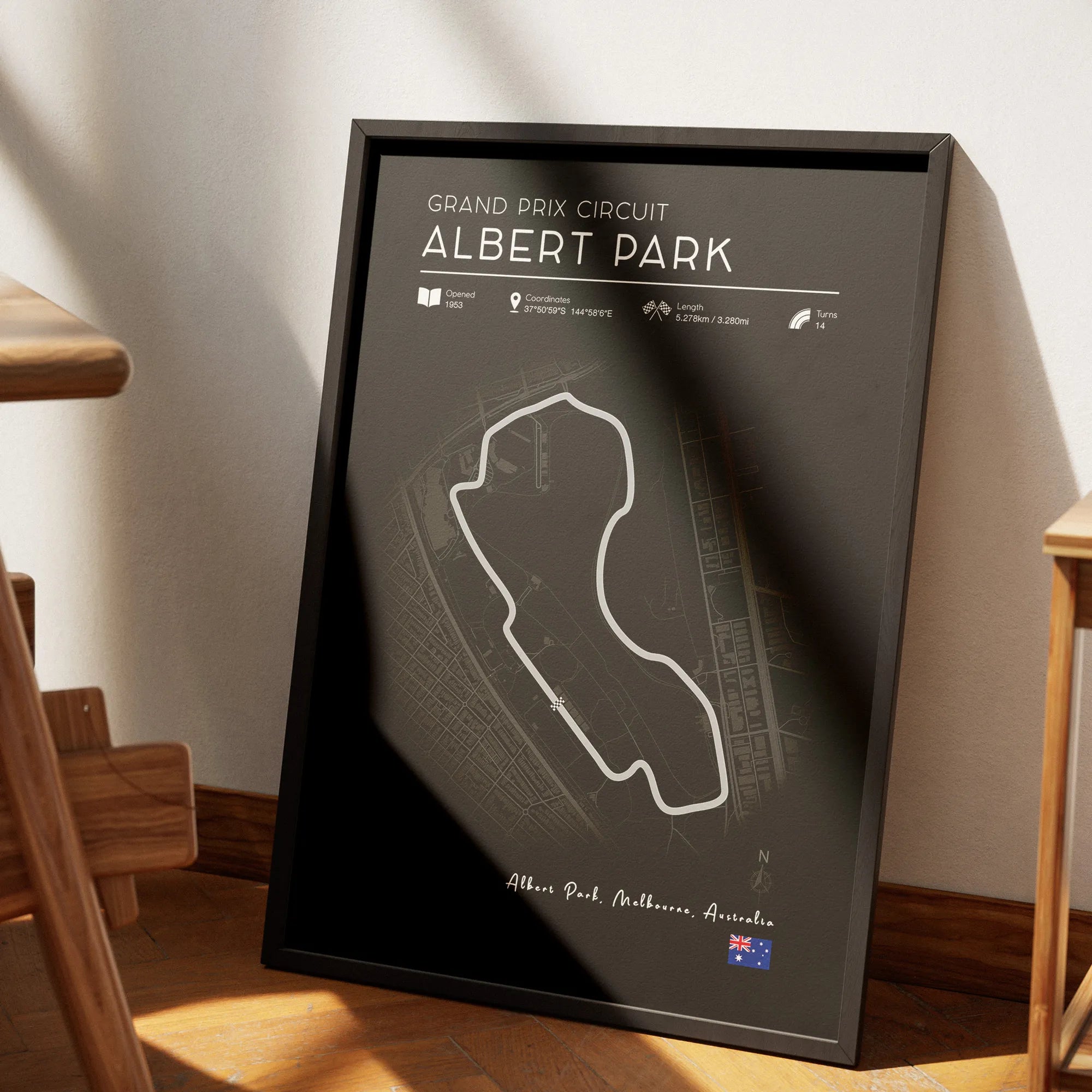 Albert Park F1 Track Poster - Black Edition