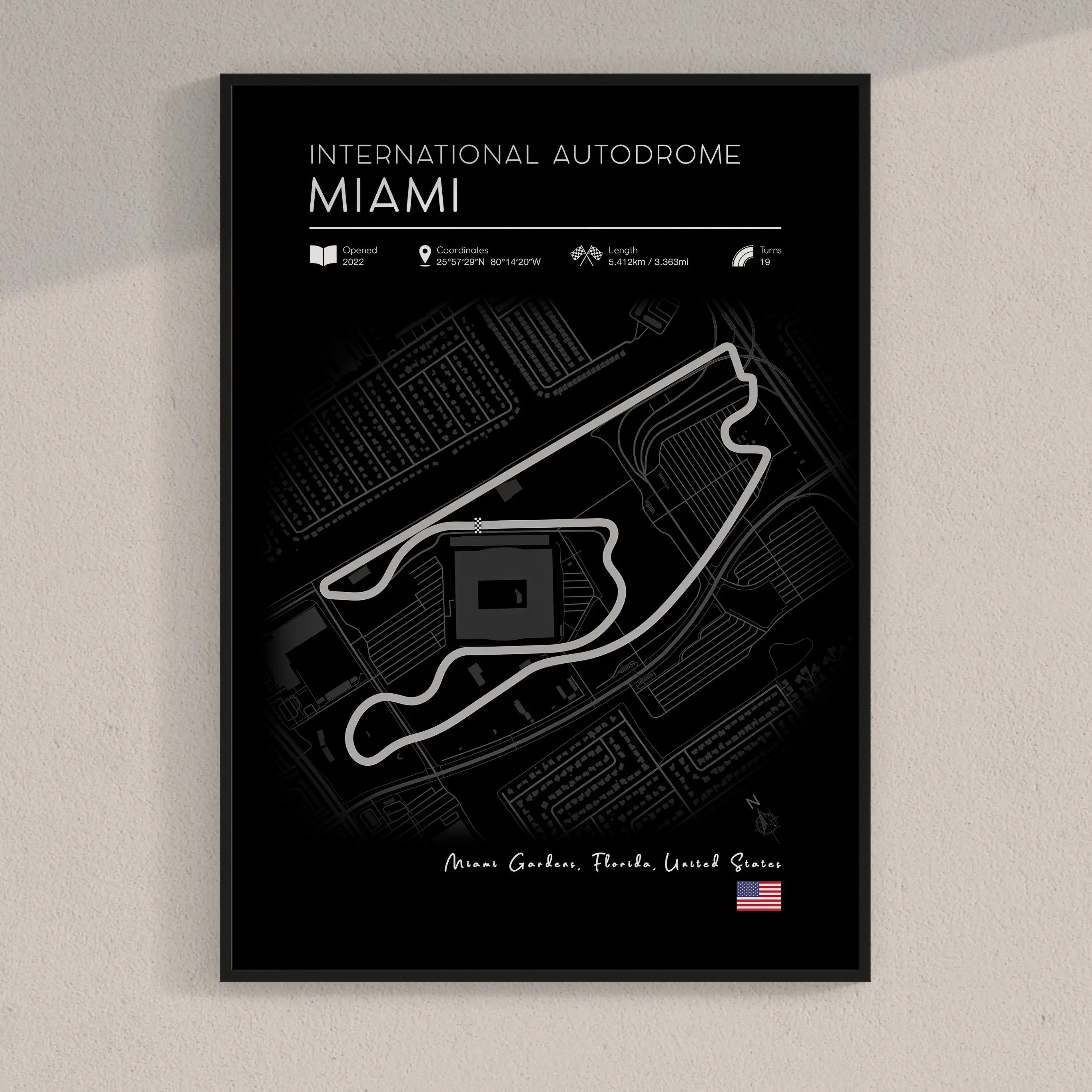 Miami F1 Track Print – Black Edition Motorsport Poster