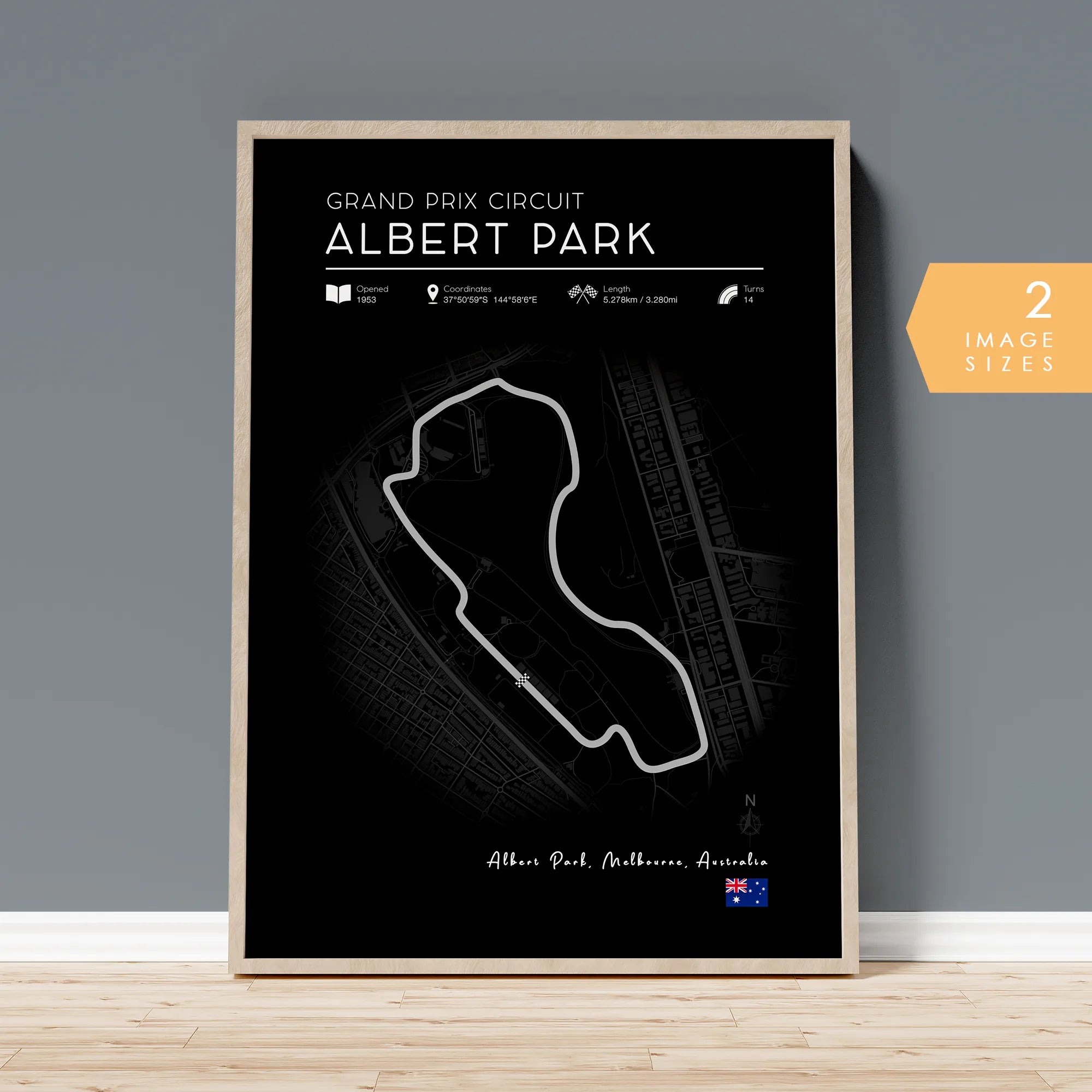 Albert Park F1 Track Poster - Black Edition