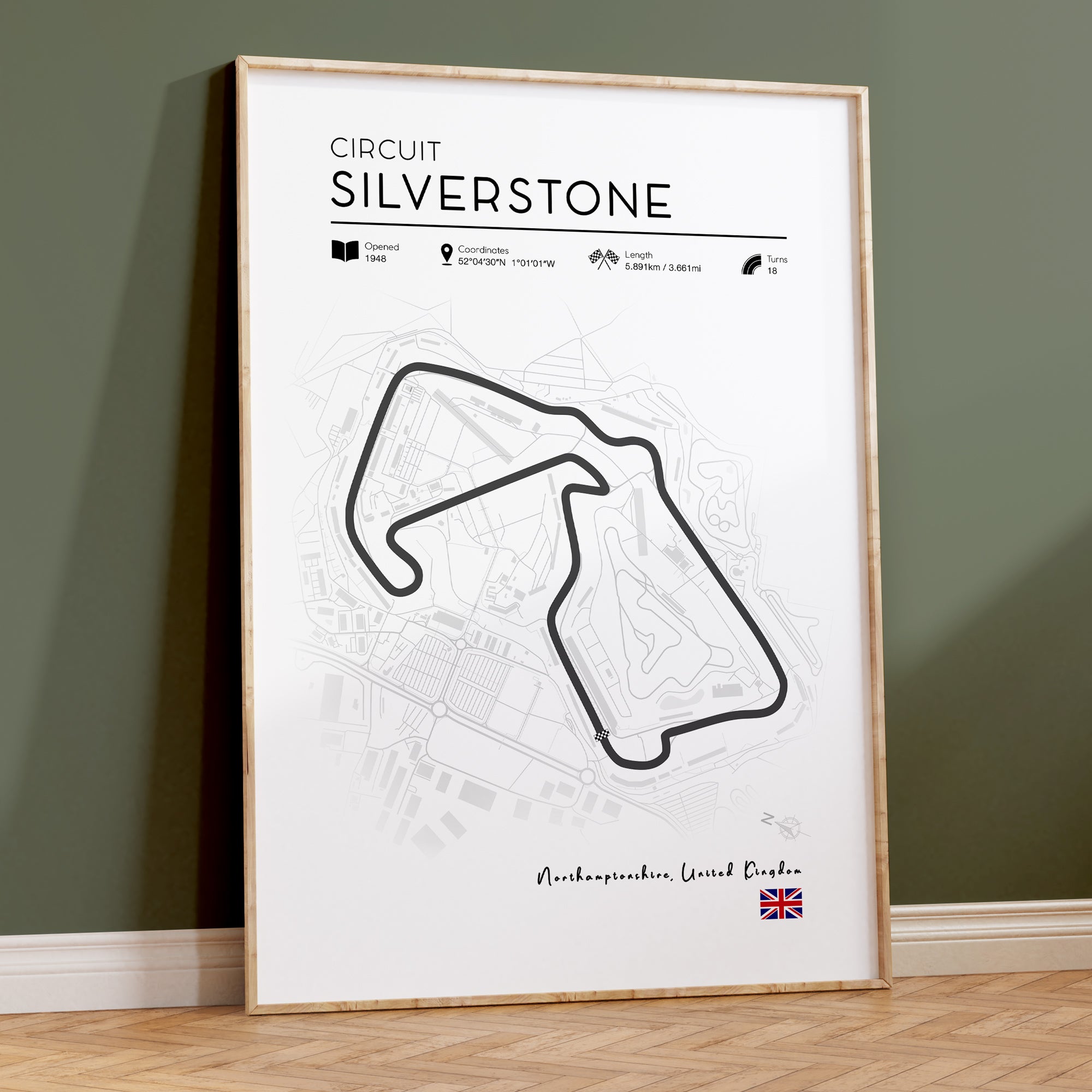 Formula 1 Poster, Silverstone Circuit Map