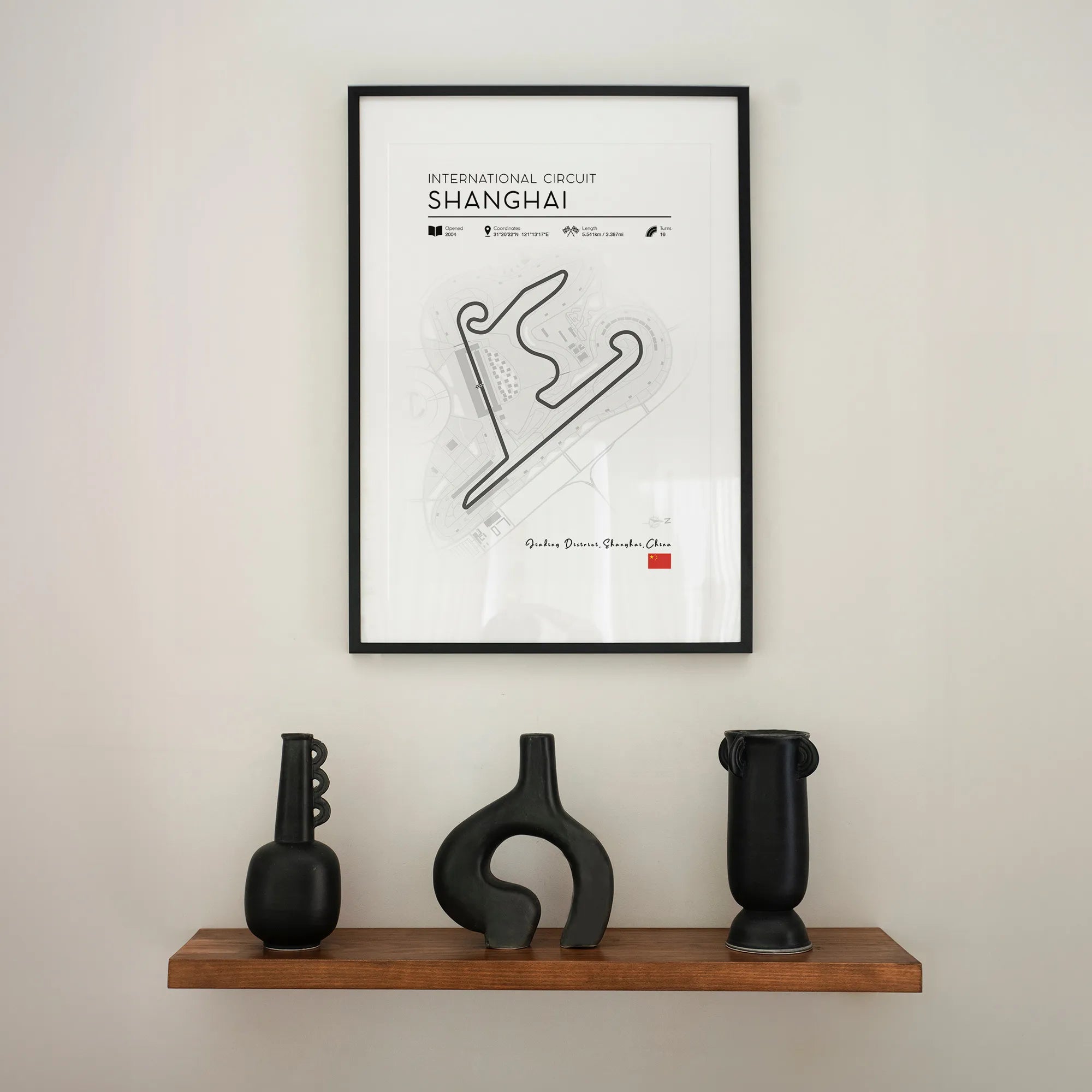 F1 Track Poster Shanghai International Circuit print Framed