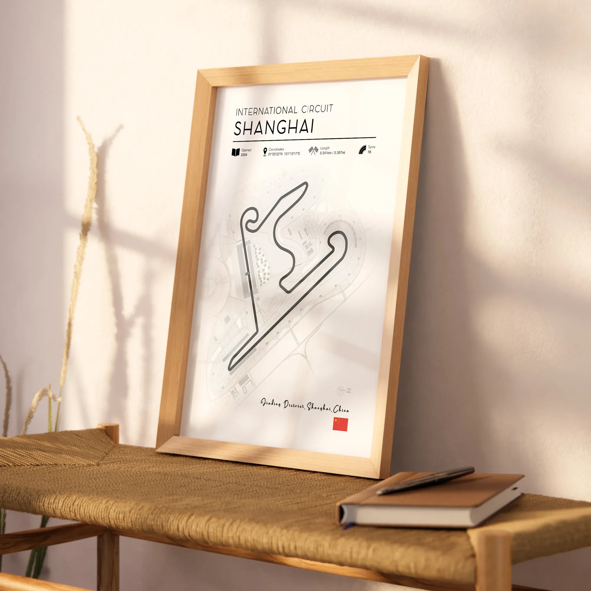 F1 Track Poster Shanghai International Circuit Print Framed