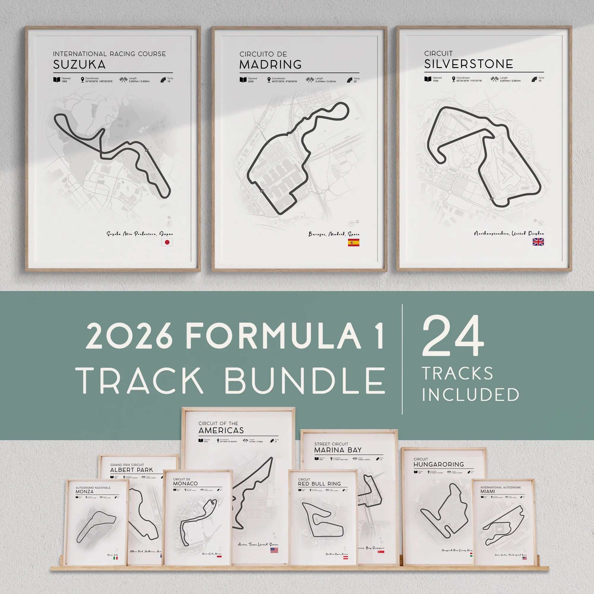 2026 Formula 1 Minimalist Track Poster Bundle