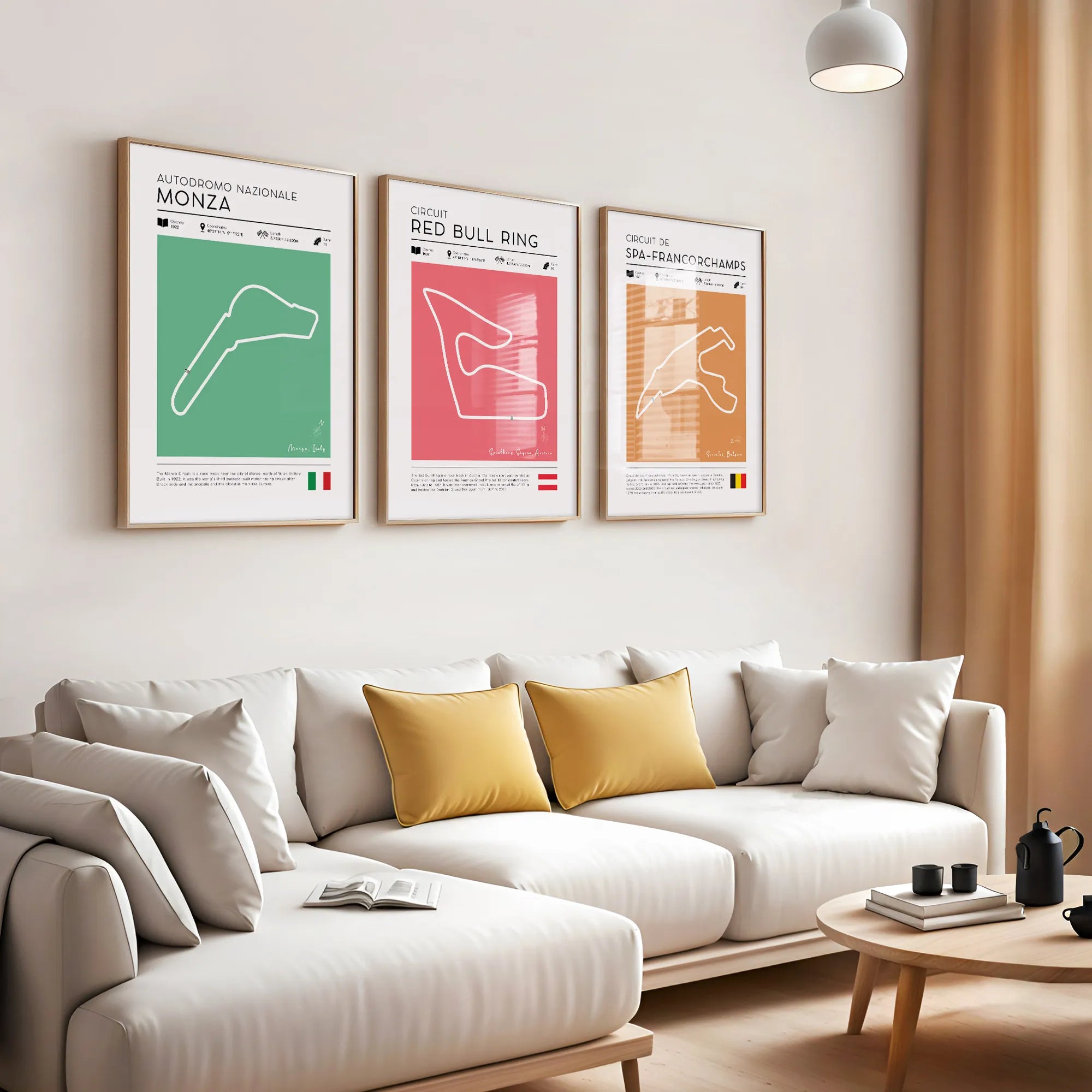 vintage F1 track posters featuring complete 2026 Formula 1 season circuit collection in timeless vintage design