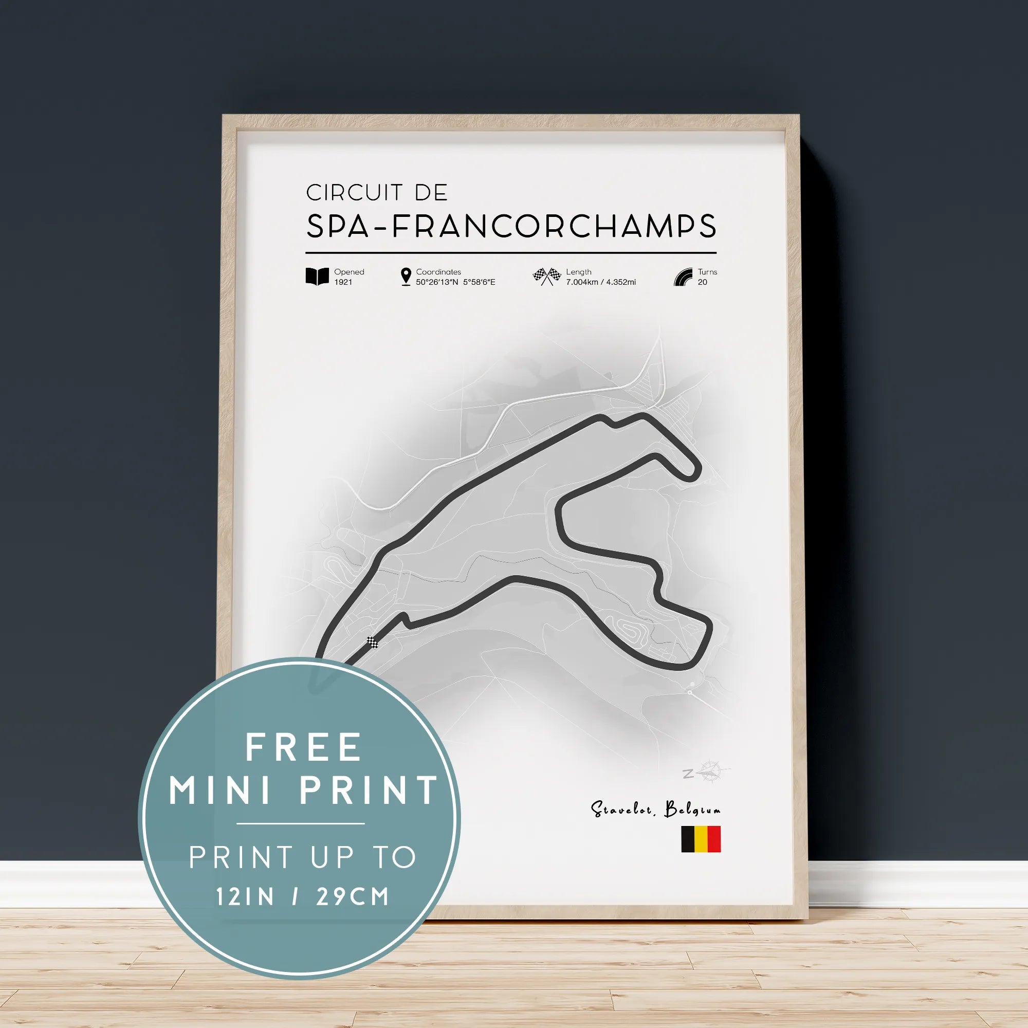 Image of F1 Track Poster Spa in Frame