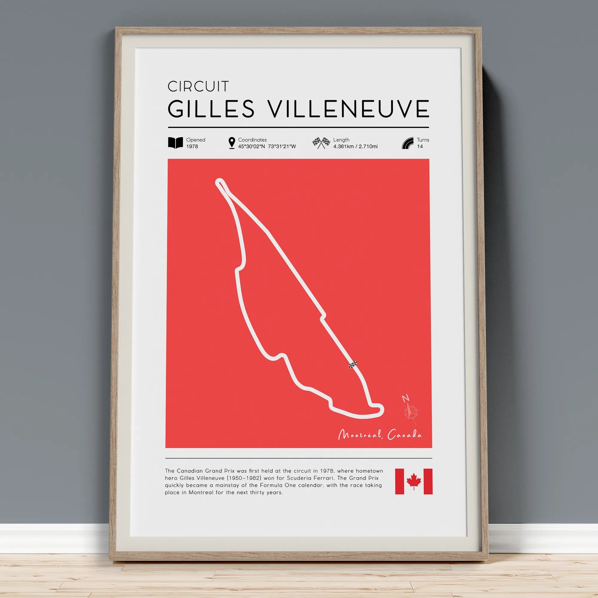 circuit Gilles Villeneuve poster in vintage style