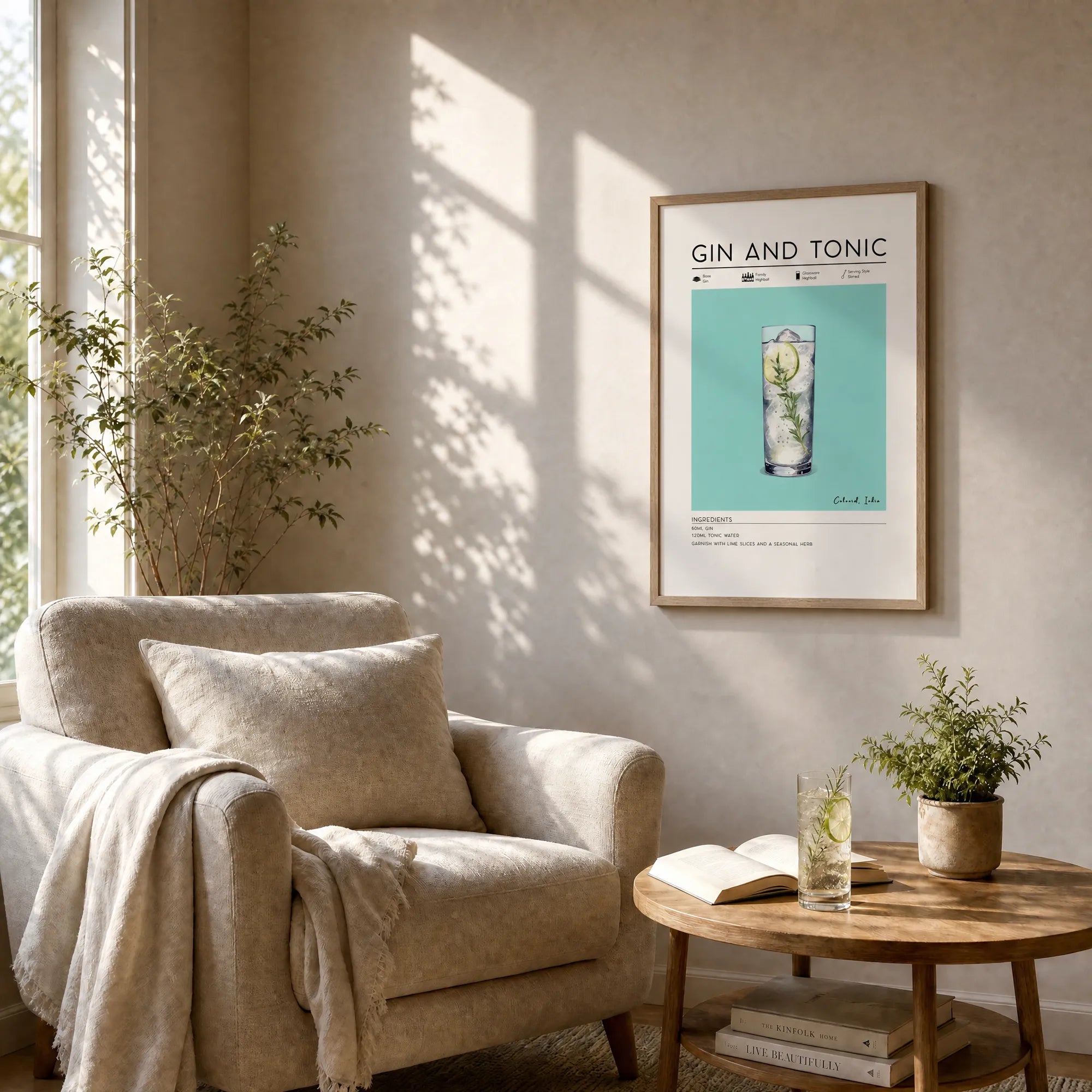 cocktail wall art, gin and tonic poster