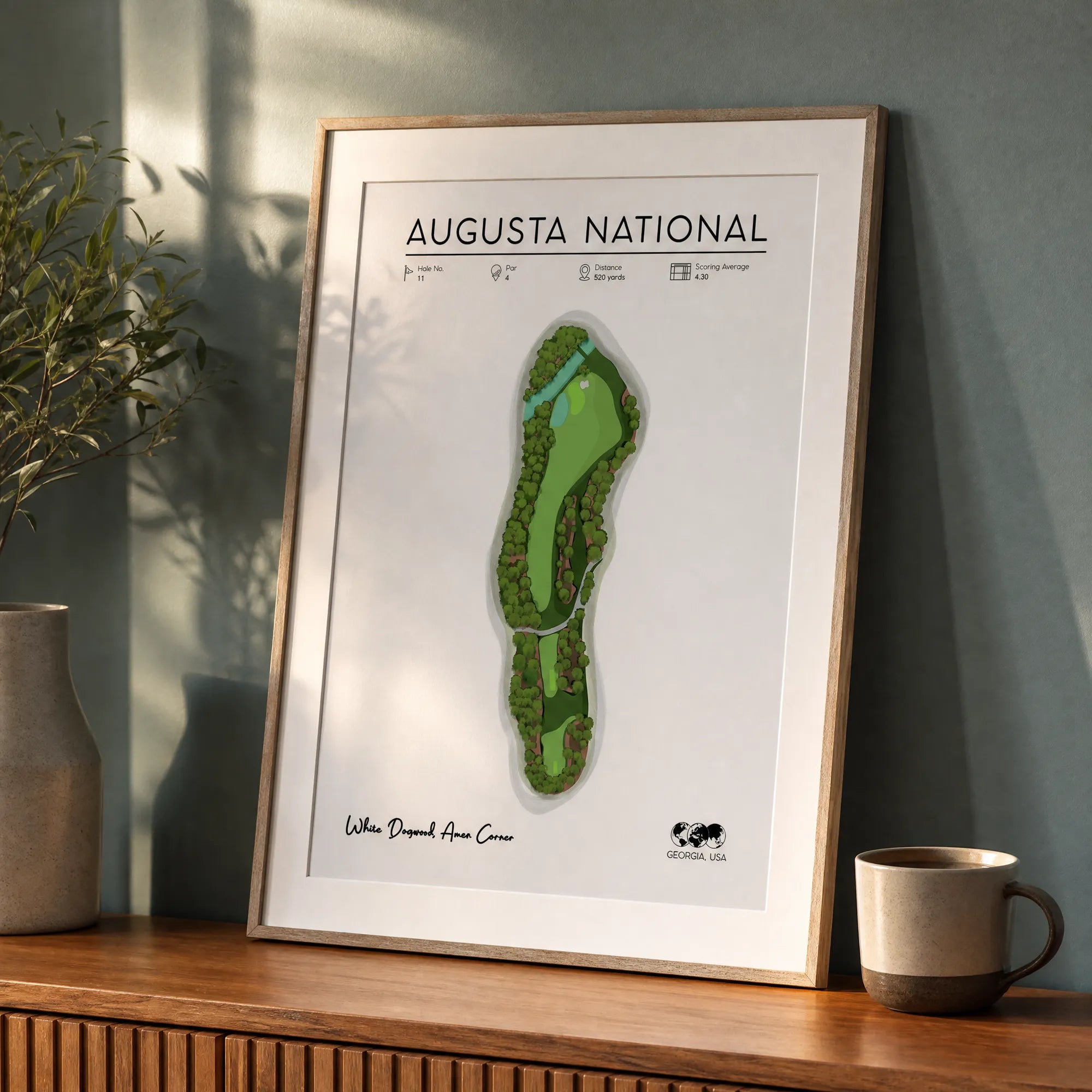 Augusta, Georgia Hole 11 Golf Poster