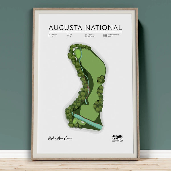 Augusta, Georgia Hole 13 Golf Poster | Golf Wall Art Print