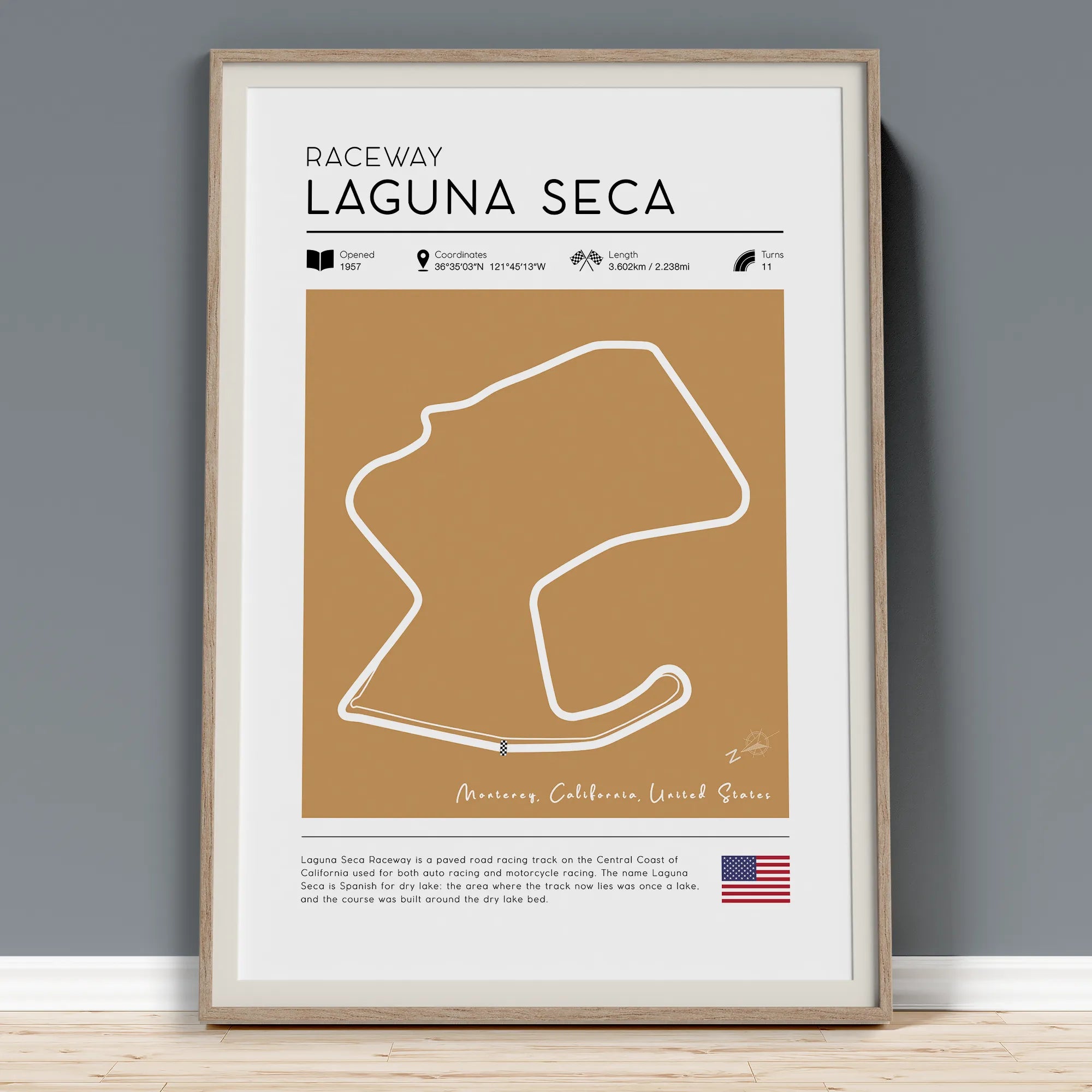 Laguna Seca, vintage race track wall art print